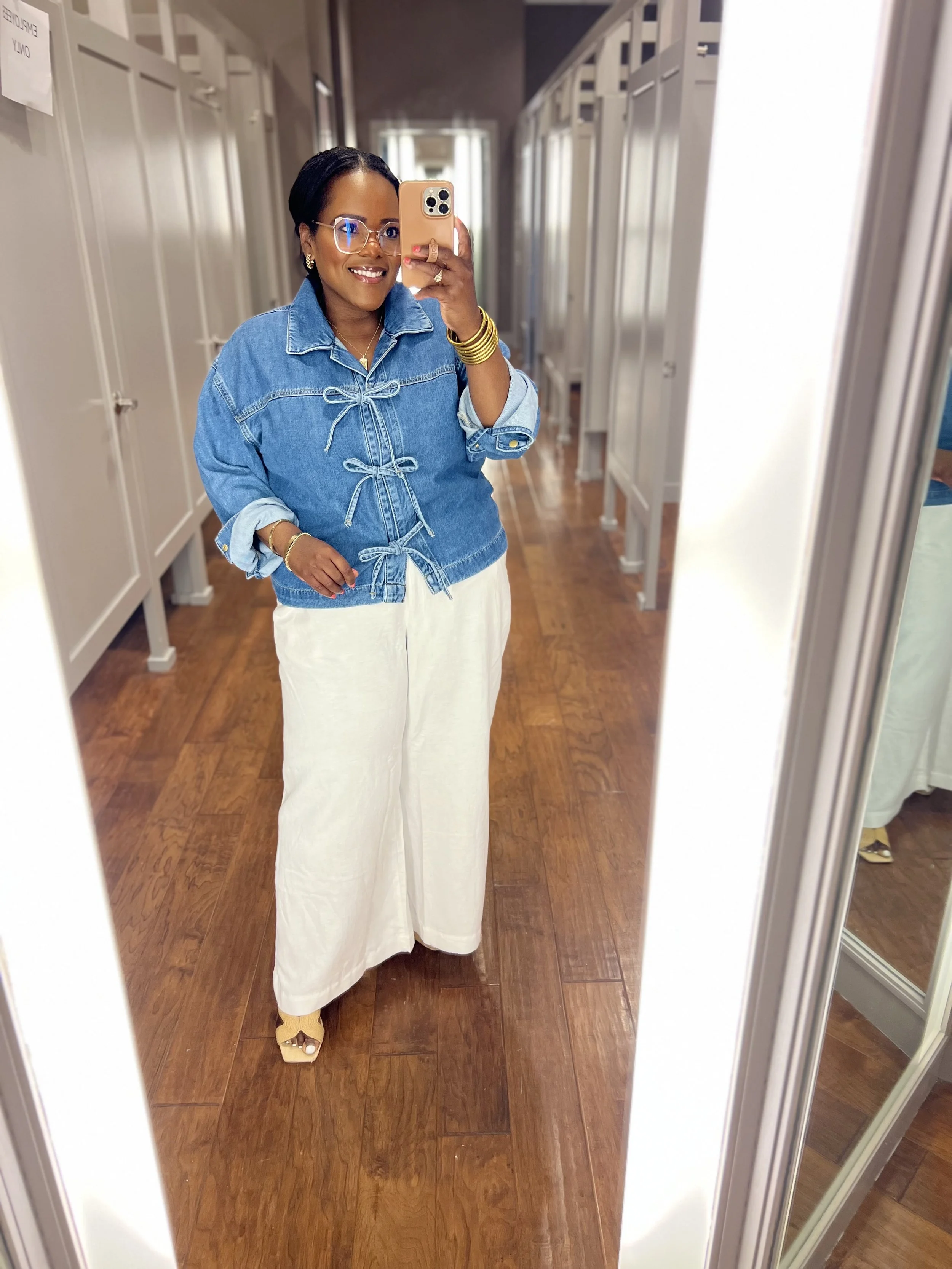 Denim Bow Tie Top from LOFT