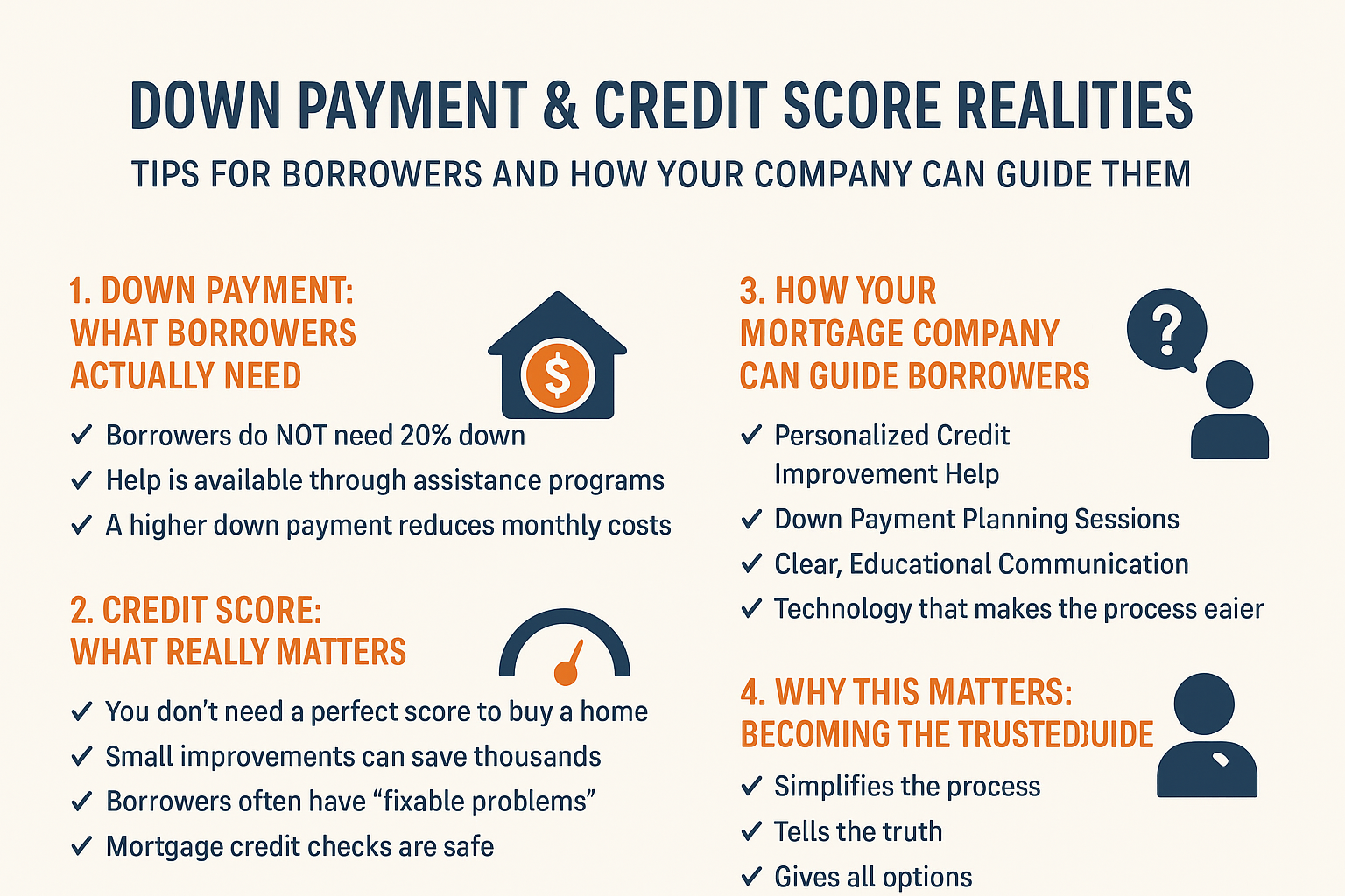 Down Payment &amp; Credit Score Realities: Clear Tips for Borrowers and How Your Company Can Guide Them