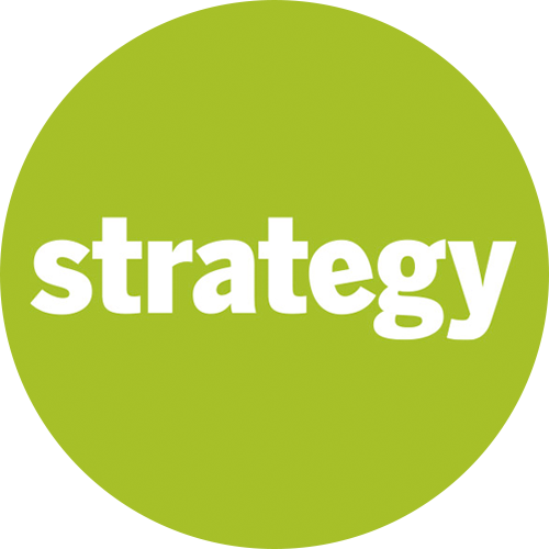 Green circle with the word "strategy" in white lowercase letters.