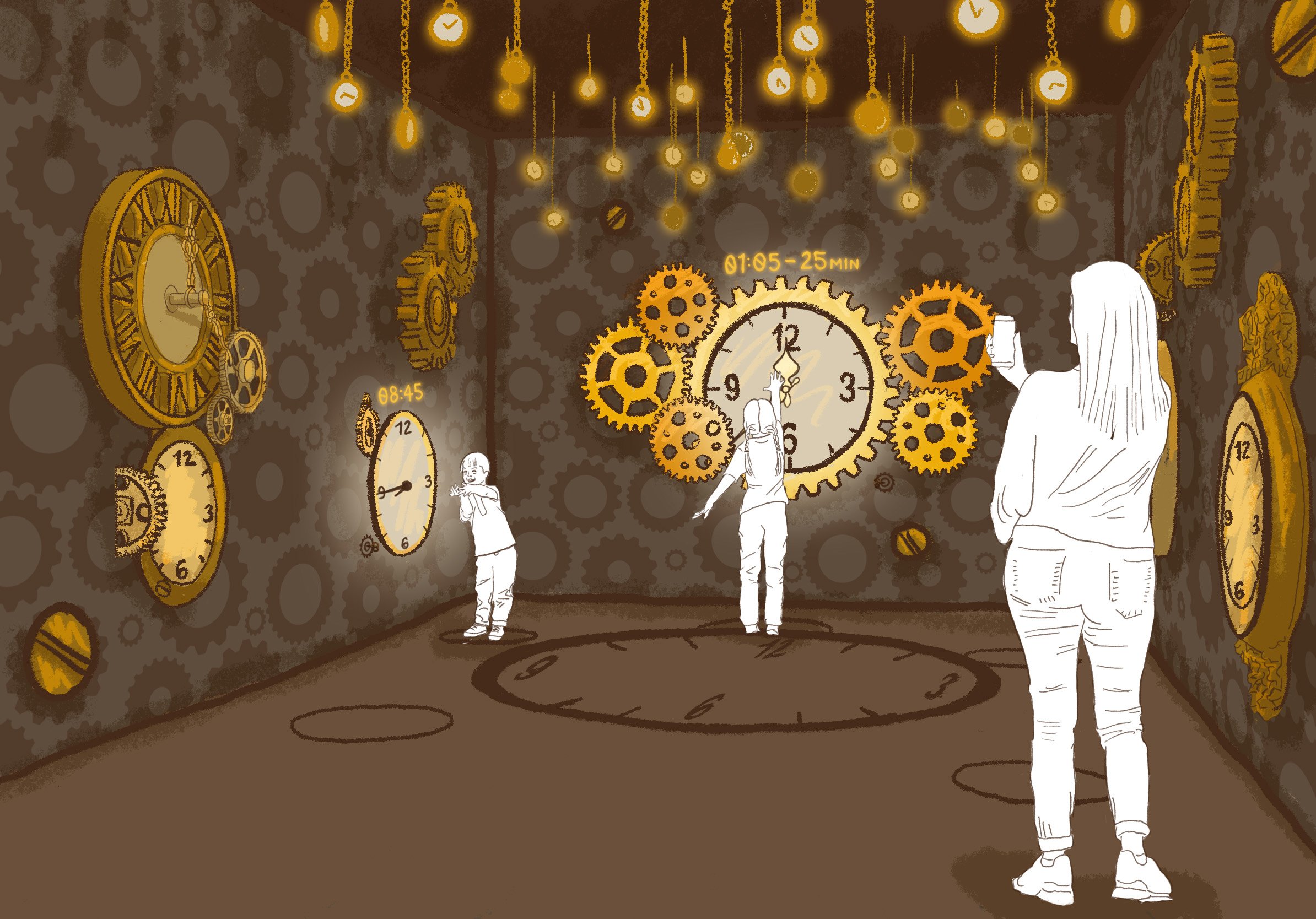 Clock-themed concept art for a STEAMpunk-based children's museum