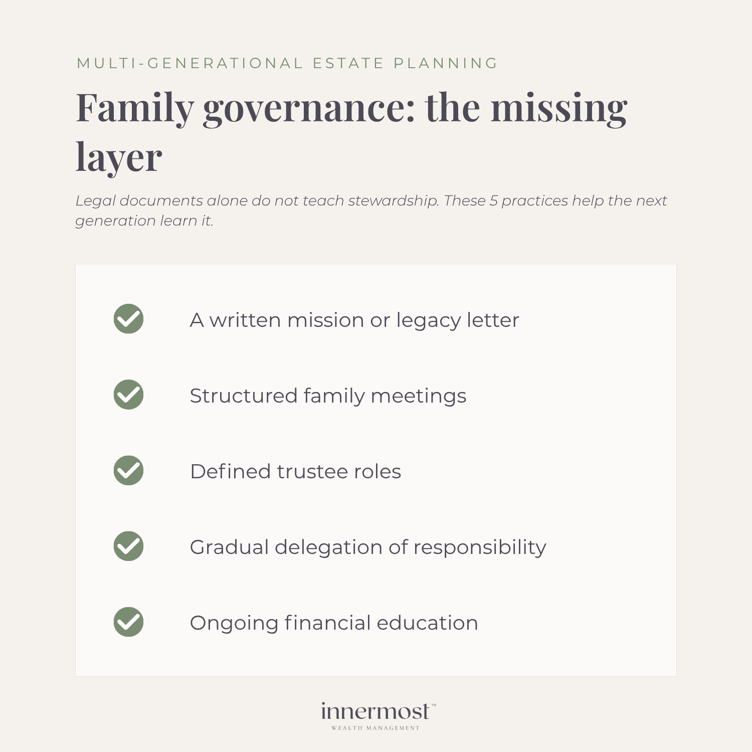 Graphic illustrating multi-generational estate planning and financial strategy for families.