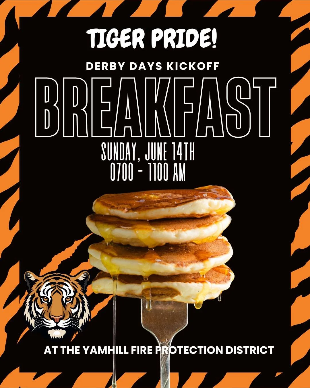 2026 Derby Days Pancake breakfast kickoff flyer on June 14th, 2026