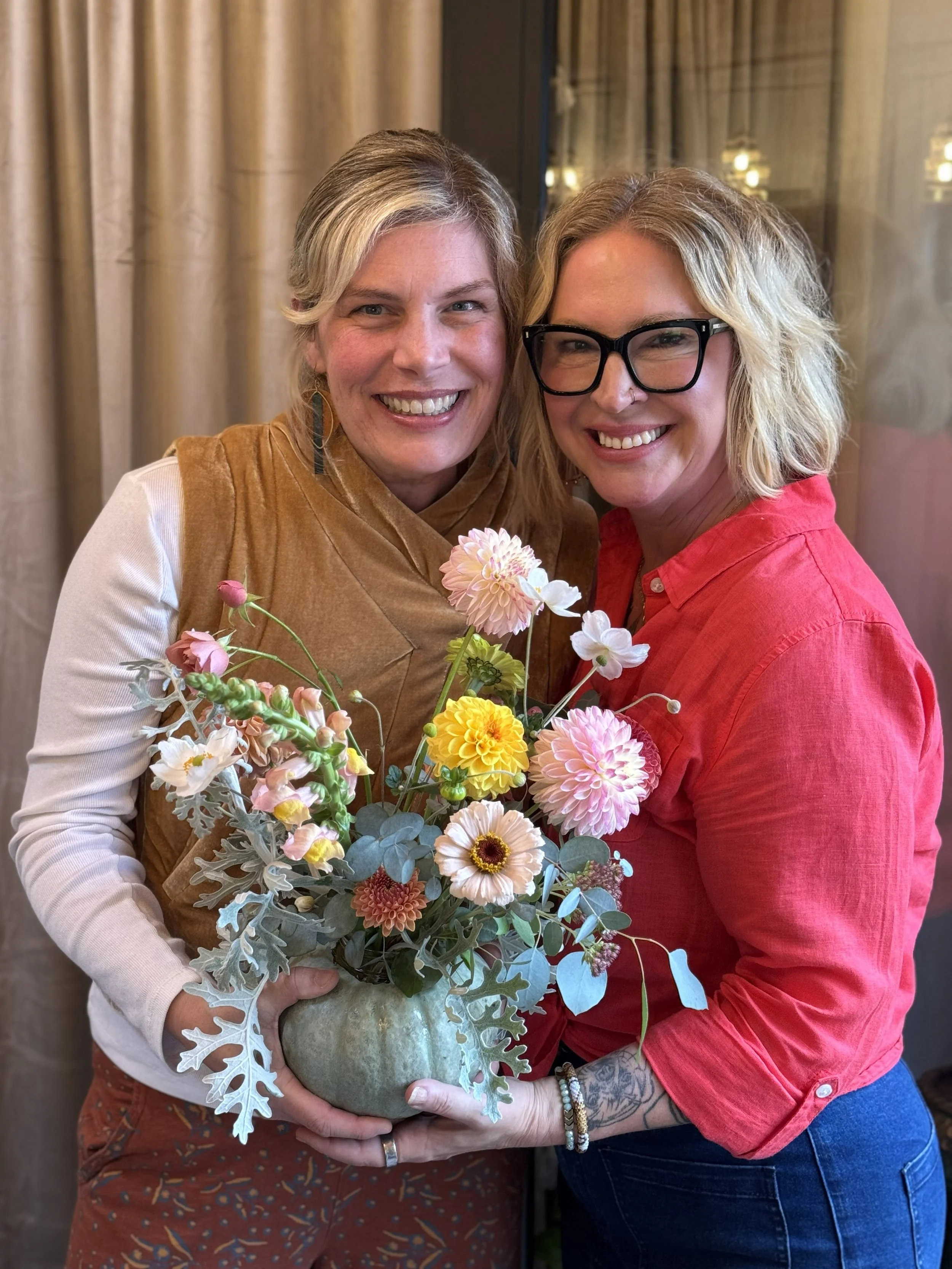 Kara and Michelle at KBB pupkin bouquet bar.jpg
