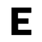 Letter E in bold black font.