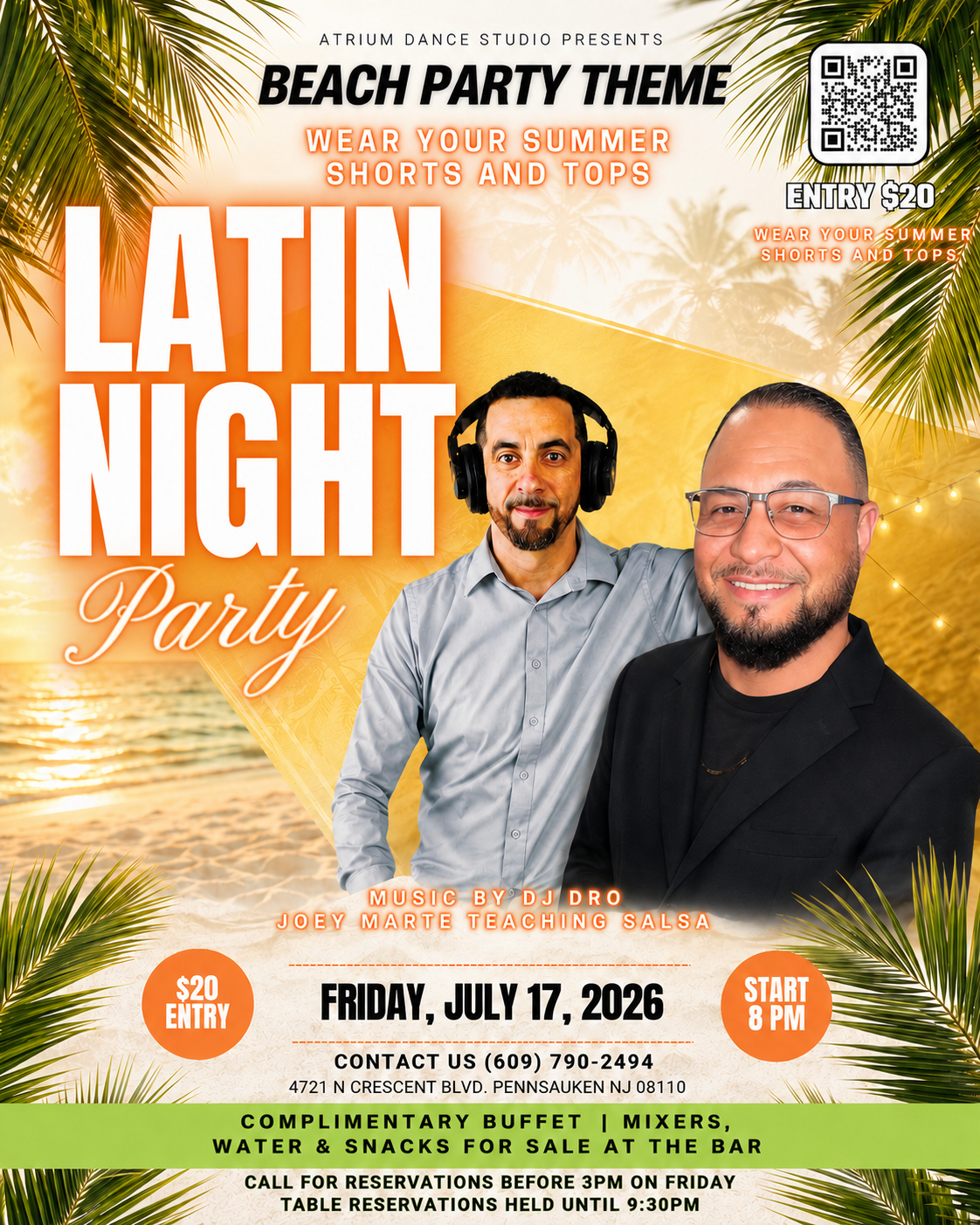 Beach Party Latin Night Friday at Atrium Dance Studio