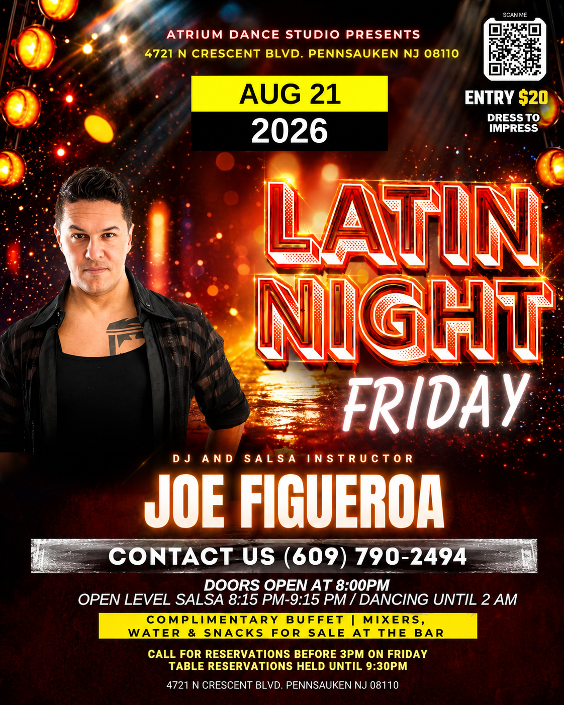 LATIN NIGHT Friday with Joe Figueroa at Atrium Dance Studio
