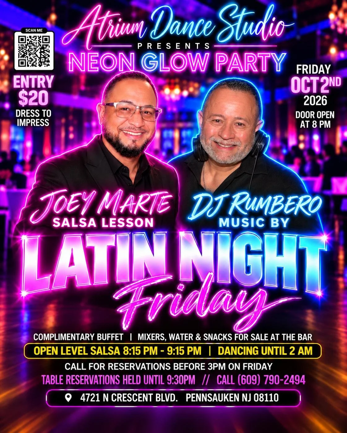 Neon Glow Party Latin Night at Atrium Dance Studio
