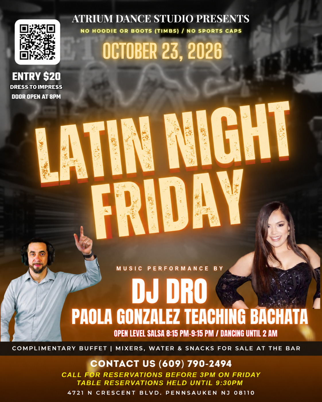 Friday Latin Night with Paola Gonzalez & DJ Dro at Atrium Dance Studio