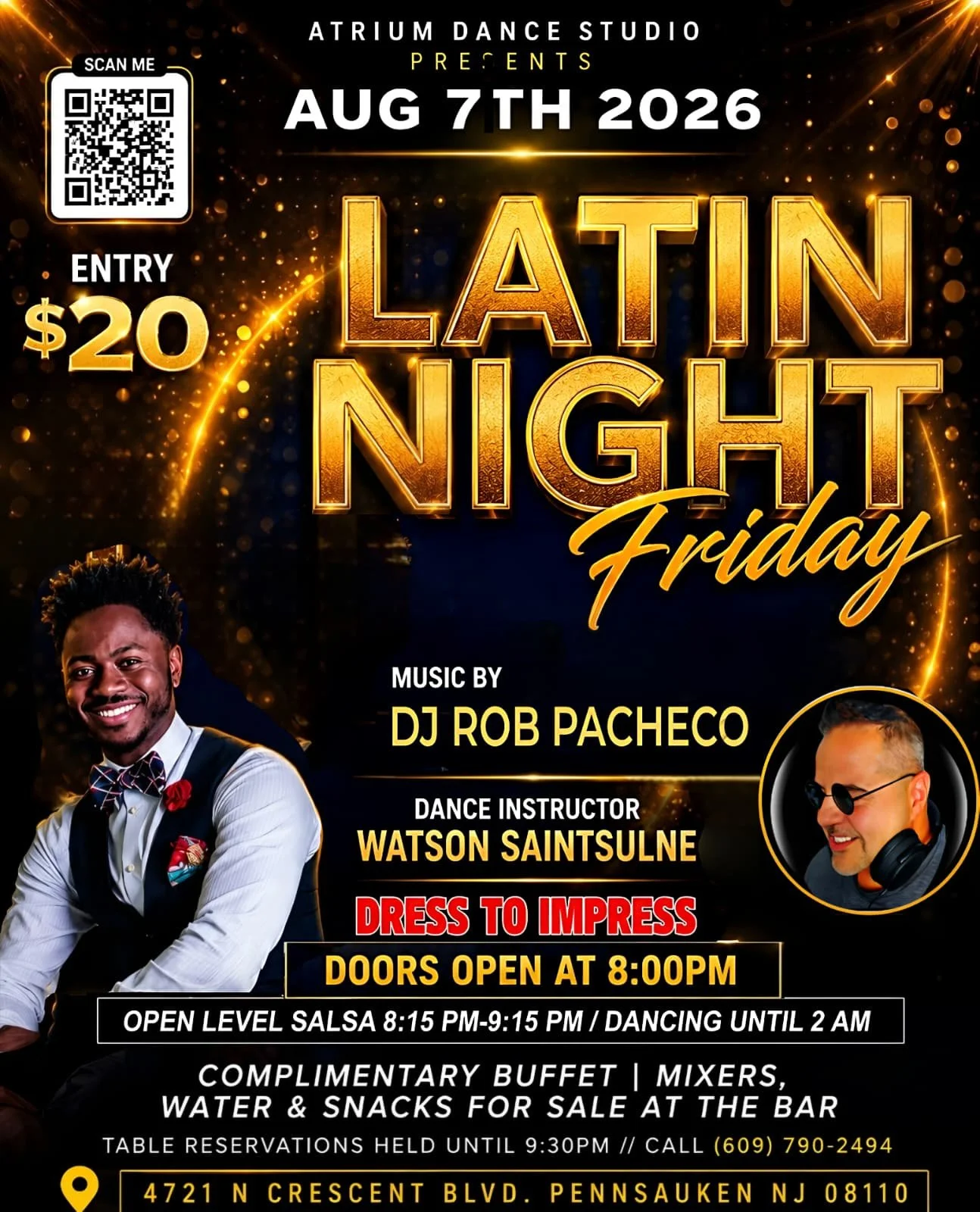 Latin Night Friday at Atrium Dance Studio in Pennsauken, NJ is the perfect way to kick off your weekend with great music, social dancing, and one of South Jersey's favorite Latin dance nights. Doors open at 8 PM, followed by an open-level salsa lesso