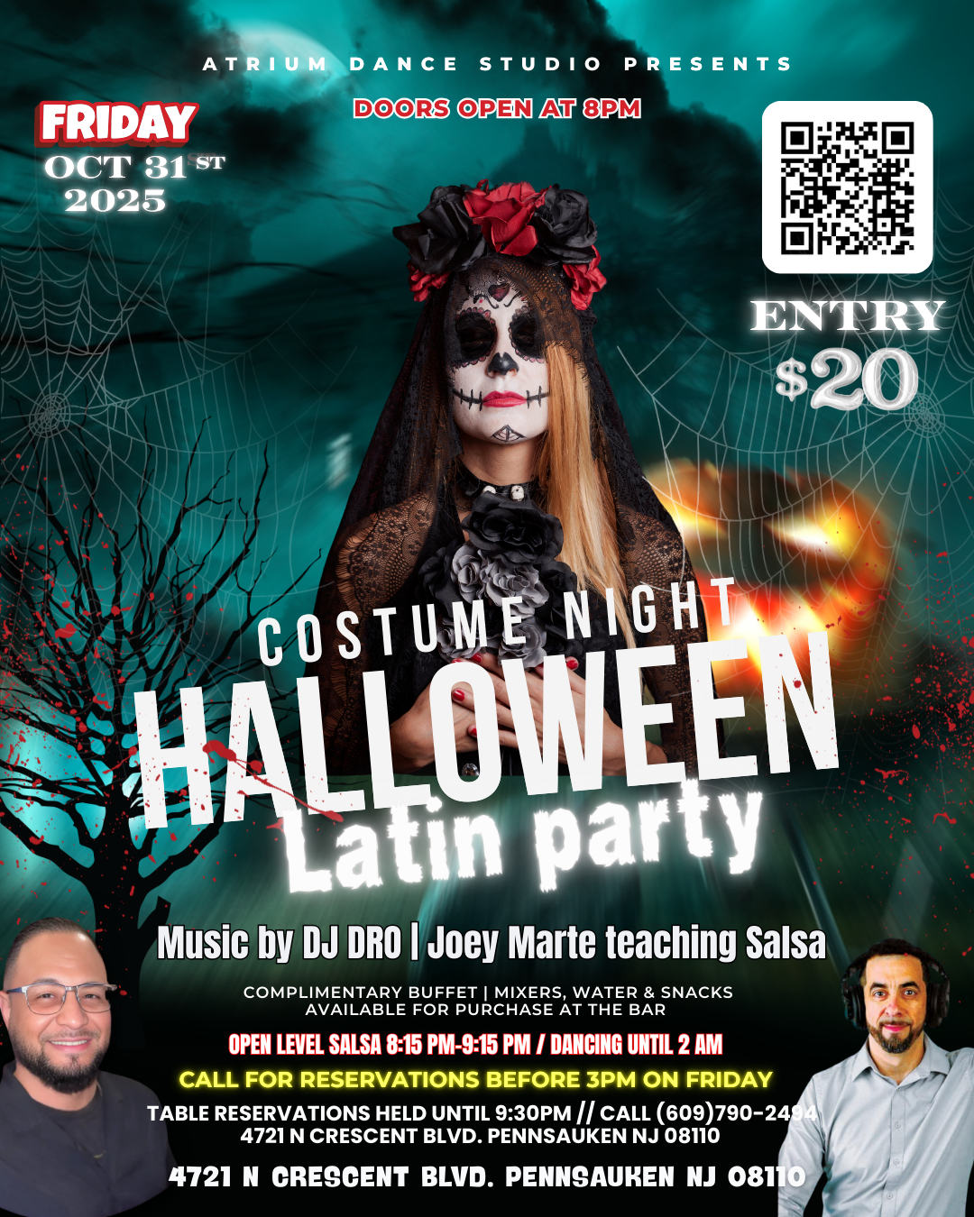 Get ready for a spooky night of rhythm and thrills at Atrium Dance Studio’s Halloween Latin Party on Friday, October 31st, 2025! 🎃💀 Slip into your best costume and join us for an unforgettable evening filled with music, dancing, and festive fun. Th