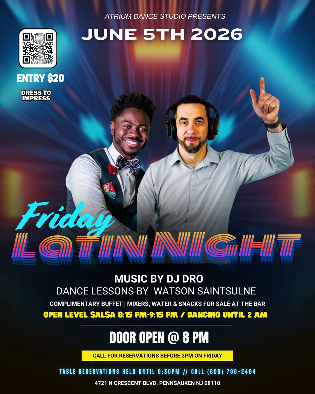 Join us June 5th for a night of salsa, great music, good energy, and the kind of atmosphere that keeps people staying way later than they planned. Start with an open-level salsa lesson by Watson Saintsulne, then dance the night away with DJ Dro spinn