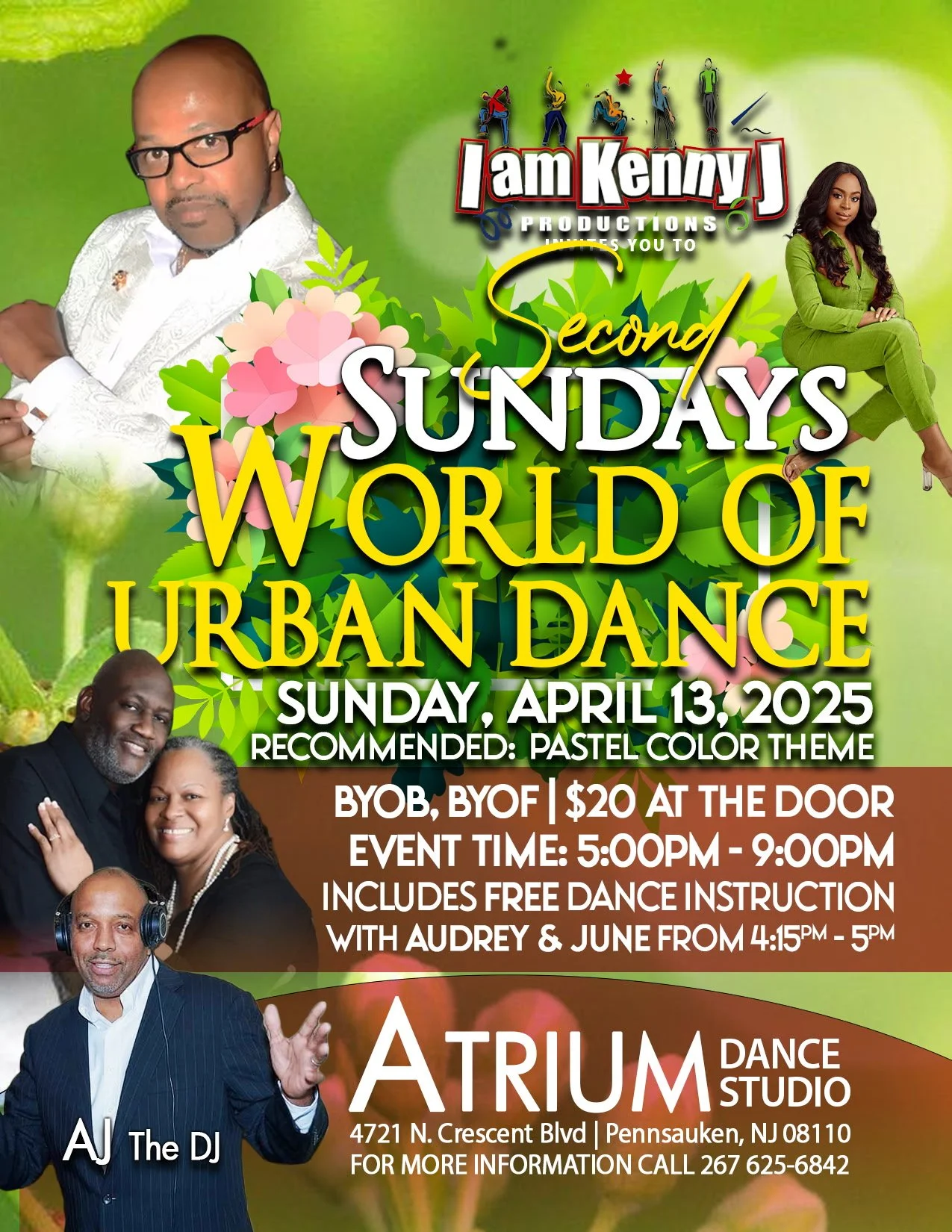 Hosted by I Am Kenny J Productions, this electrifying dance party is taking over The Atrium Dance Studio on Sunday, April 13th, 2025 from 5 PM to 9 PM — and you’re invited!
🎟️ Just $20 at the door. BYOB & BYOF (Bring Your Own Food!)
🎨 Pastel color