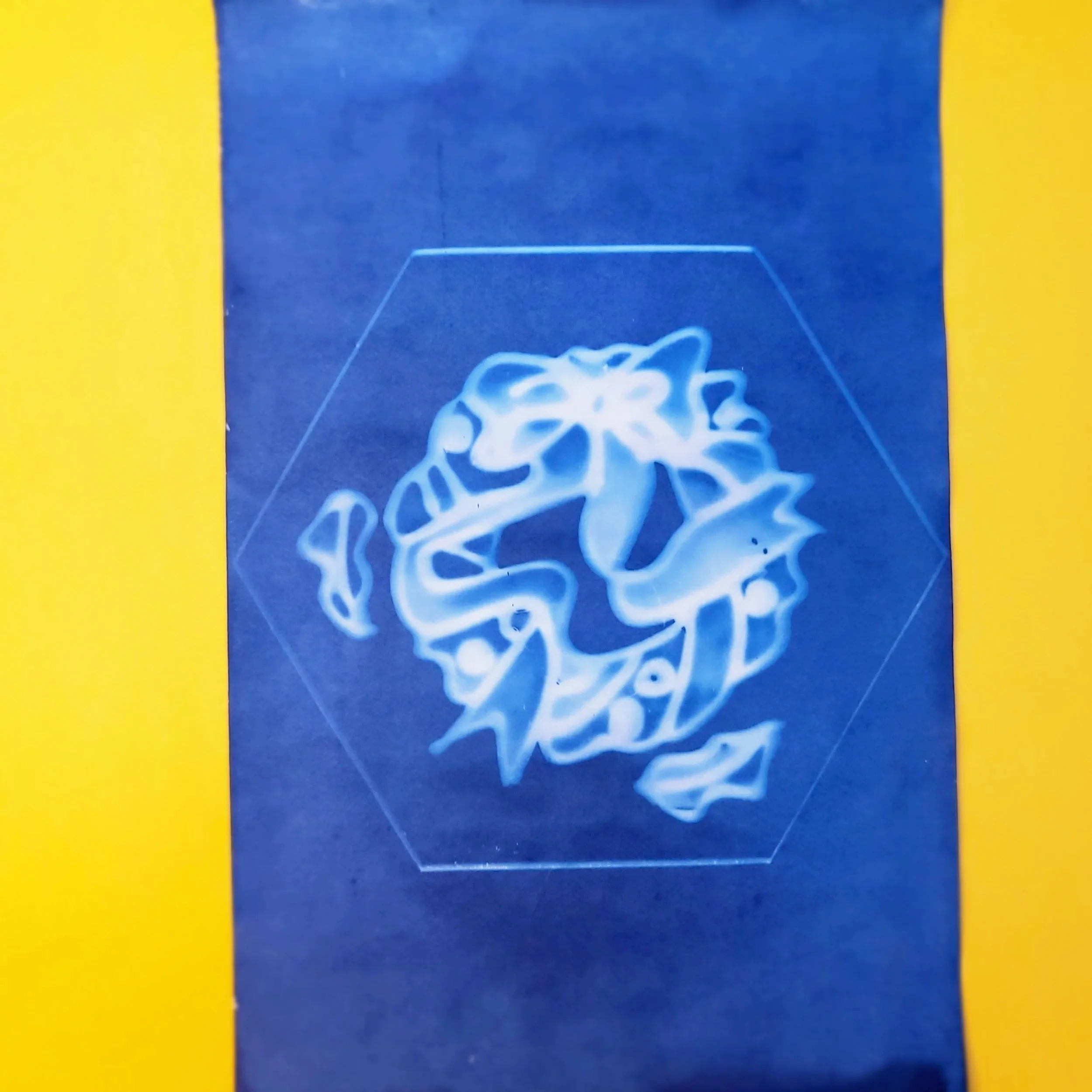 Cyanotype Original Artwork - Glass Wreath