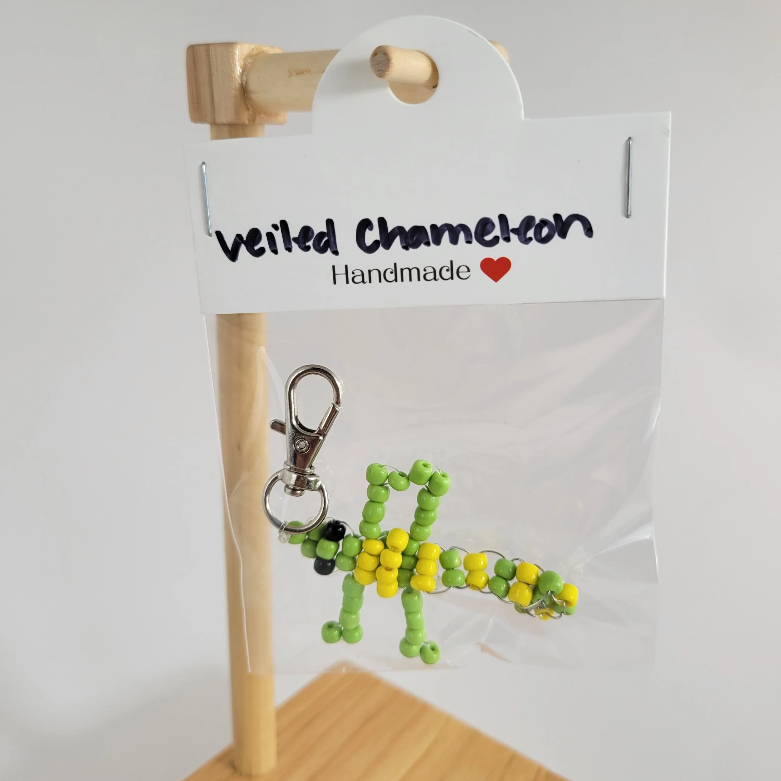Veiled Chameleon Beaded Keychain