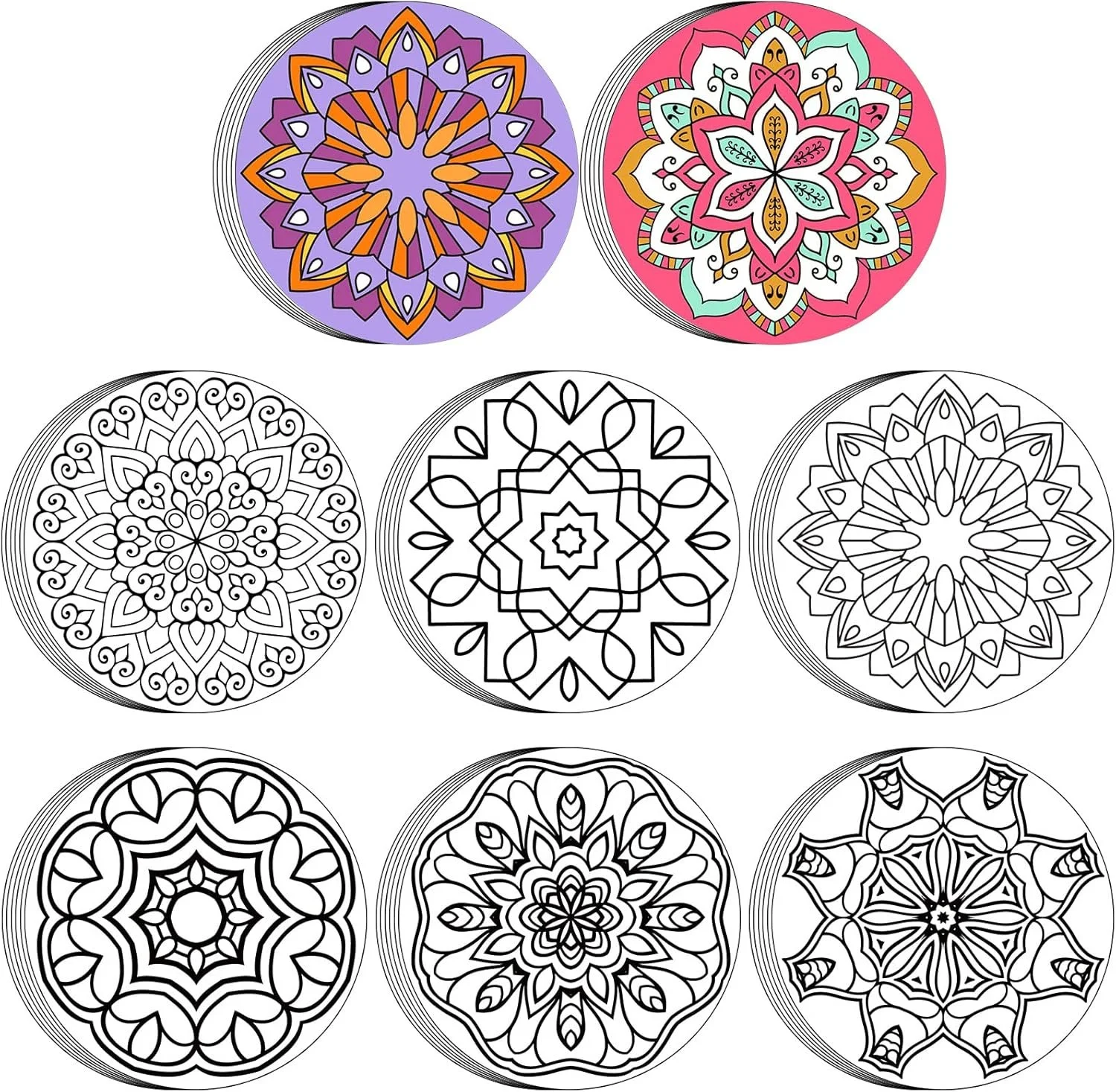 Fuzzy Mandala Coloring Sheet