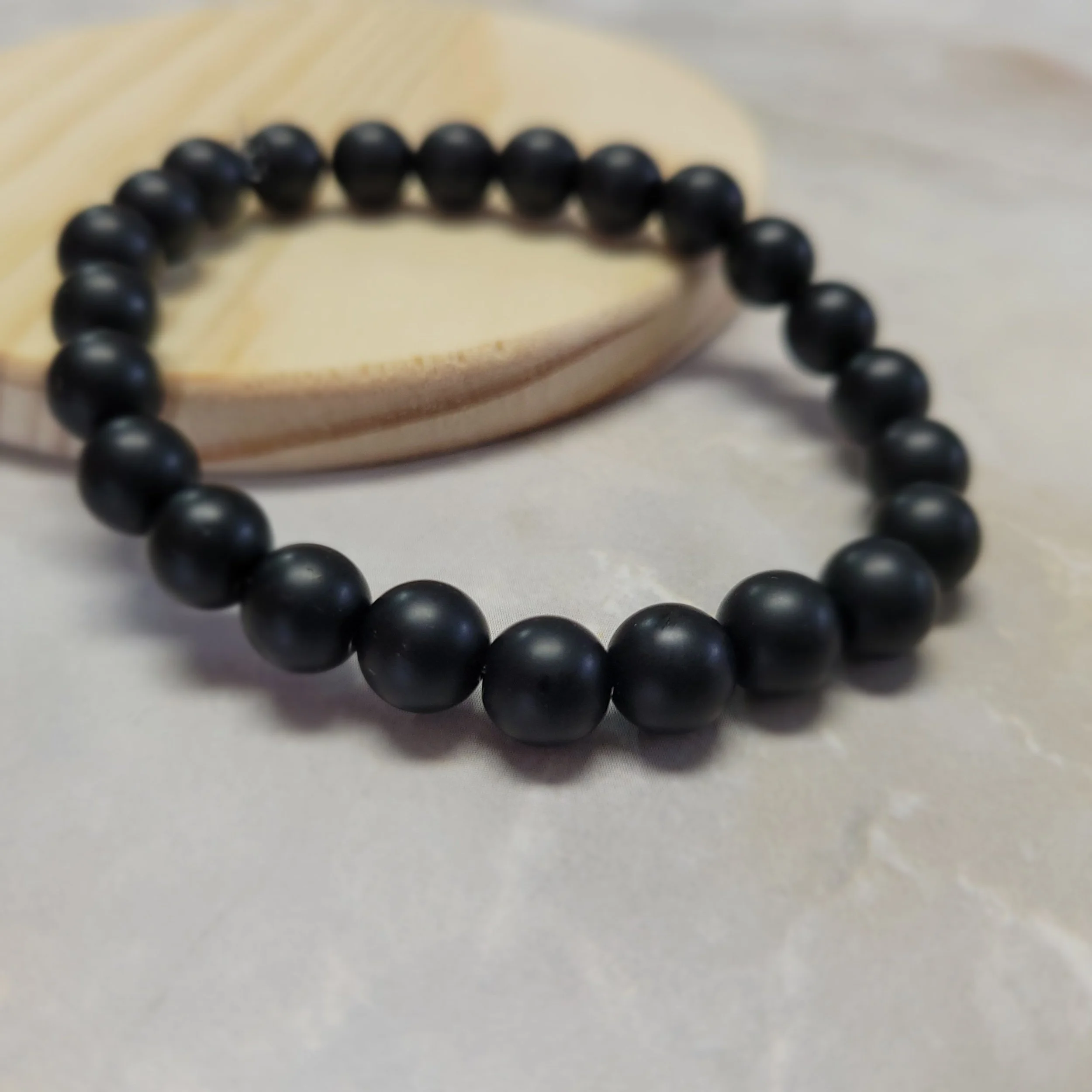 Matte Black Beaded Bracelet