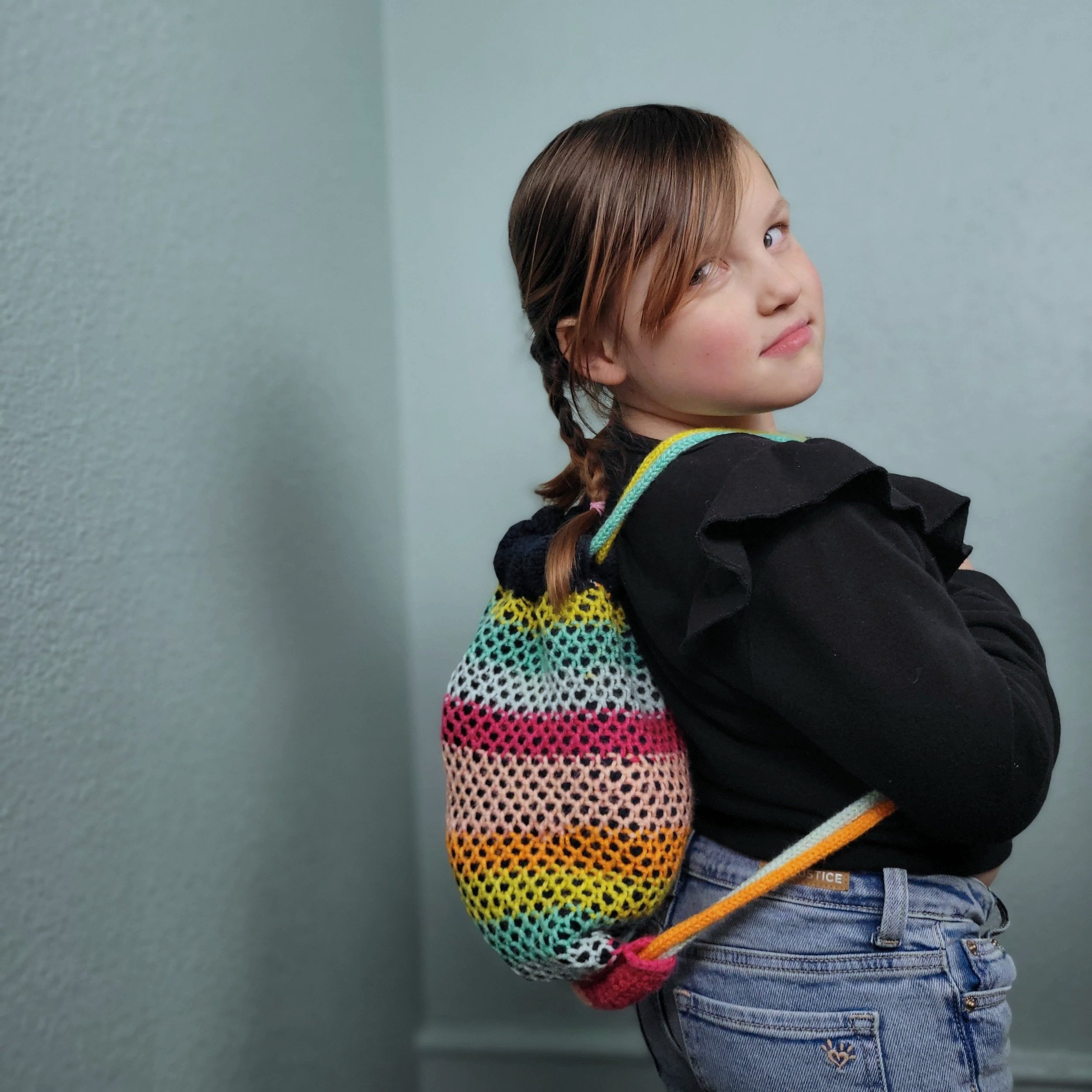 Navy Lollipop Drawstring Bag