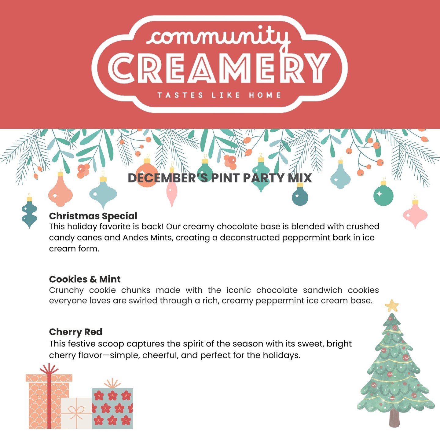 Flavor drop for December. A return of a crowd favorite and two other holiday-centered flavors.

#communitycreamery
#icecream
#youscreamiscreamweallscreamforicecream
#chicagofood