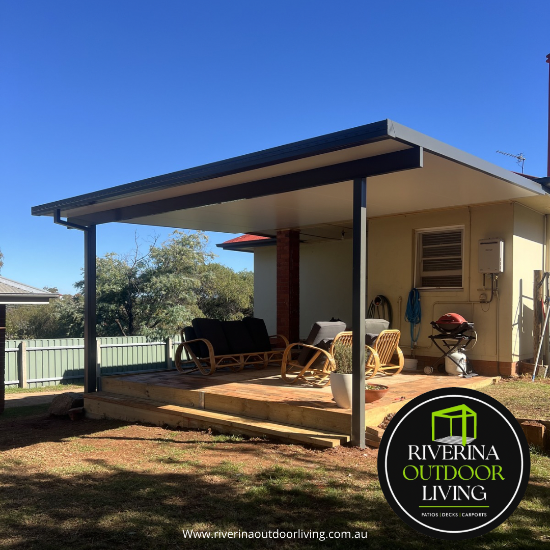 skillion flat Versiclad ceiling insulated roof sheet patio Riverina outdoor living wagga wagga