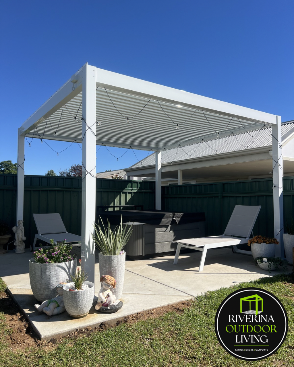 riverinaoutdoorliving riverinaoutdoorblinds wagga wagga manual louvre roof pergola patio spa cover