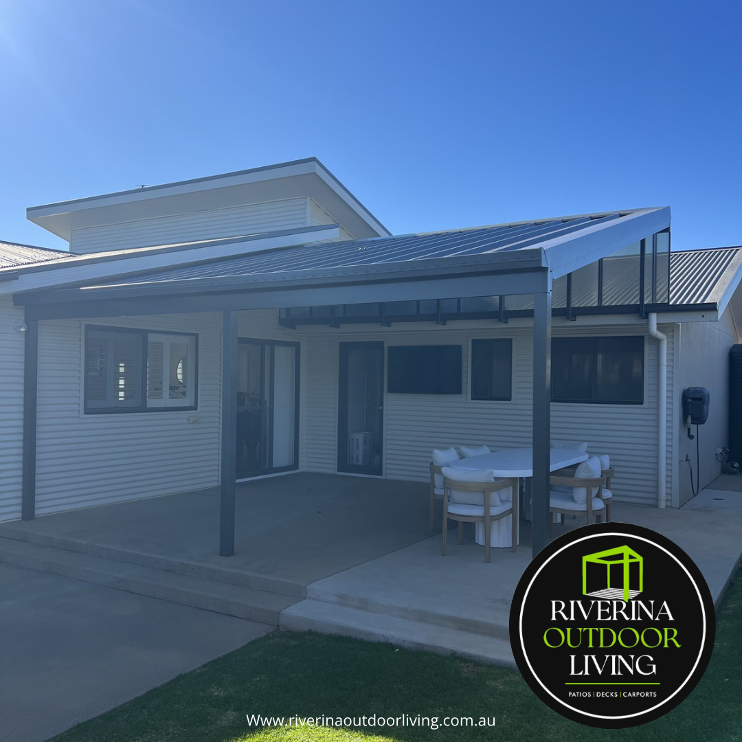 skillion flat Versiclad ceiling raised flyover insulated roof sheet pergola patio Riverina outdoor living wagga wagga junee