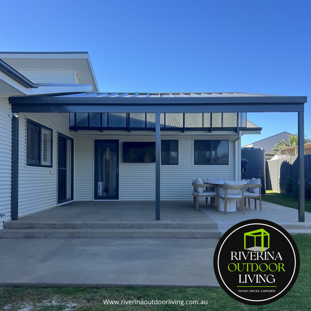 skillion flat Versiclad ceiling raised flyover insulated roof sheet pergola patio Riverina outdoor living wagga wagga junee