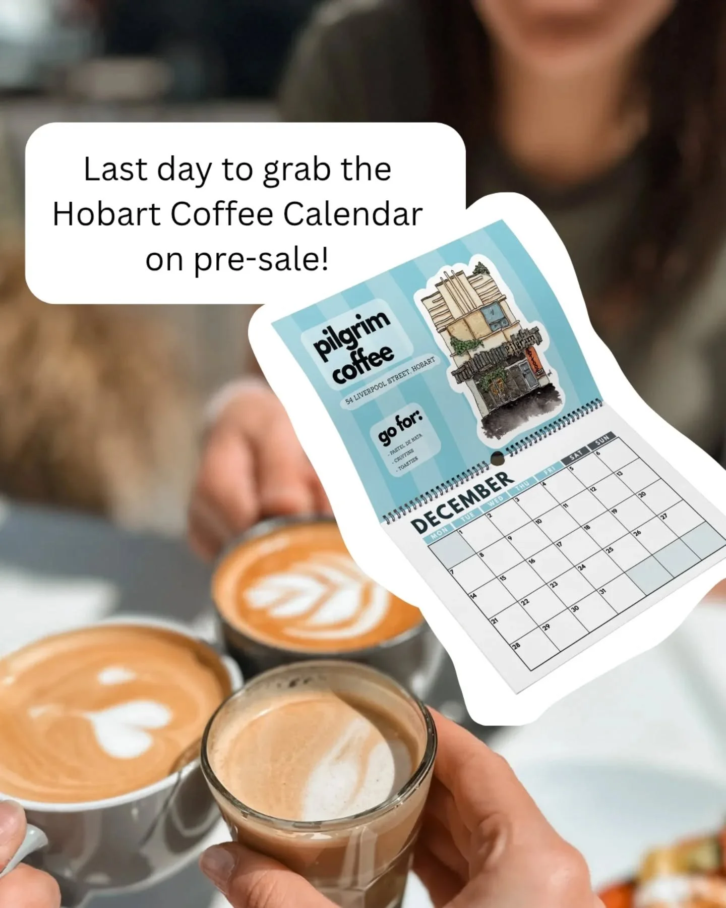 Imagine planning a monthly coffee date - 12 catchups, 12 caf&eacute;s, 12 ways to connect beyond the phone. 

☕️ That&rsquo;s the feeling behind this calendar.

Presale ends tonight - if you&rsquo;ve been waiting for a sign, this is it.

🎨 Grab your