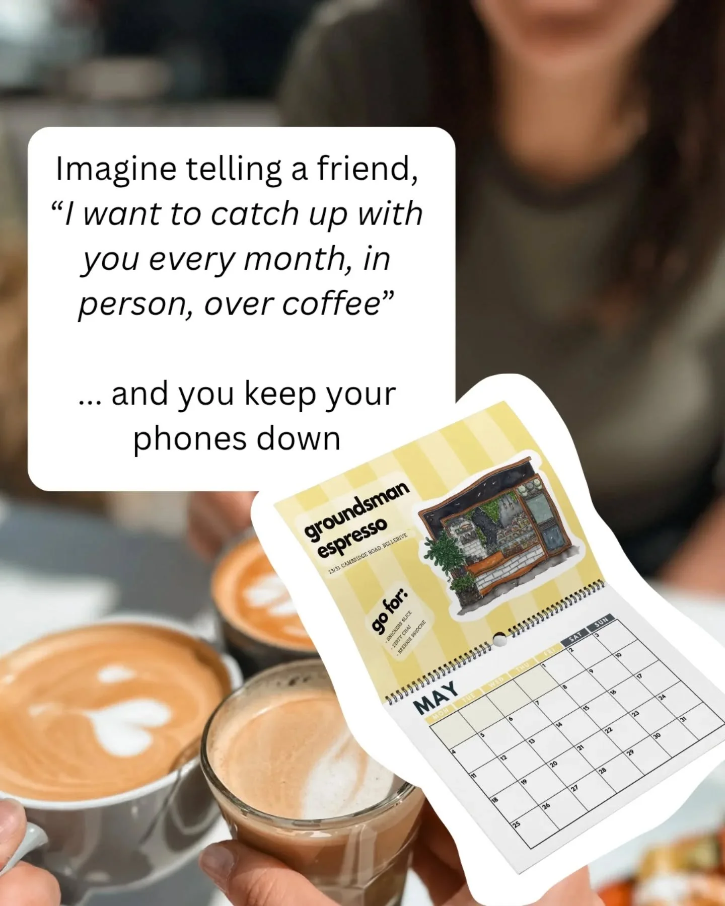 You always say let's catch up soon... but what if you actually did?

12 months. 12 caf&eacute;s. 12 reasons to slow down with your favourite people ✨

Because sometimes the best gift isn&rsquo;t a thing - it&rsquo;s time together

2026 Hobart Coffee 