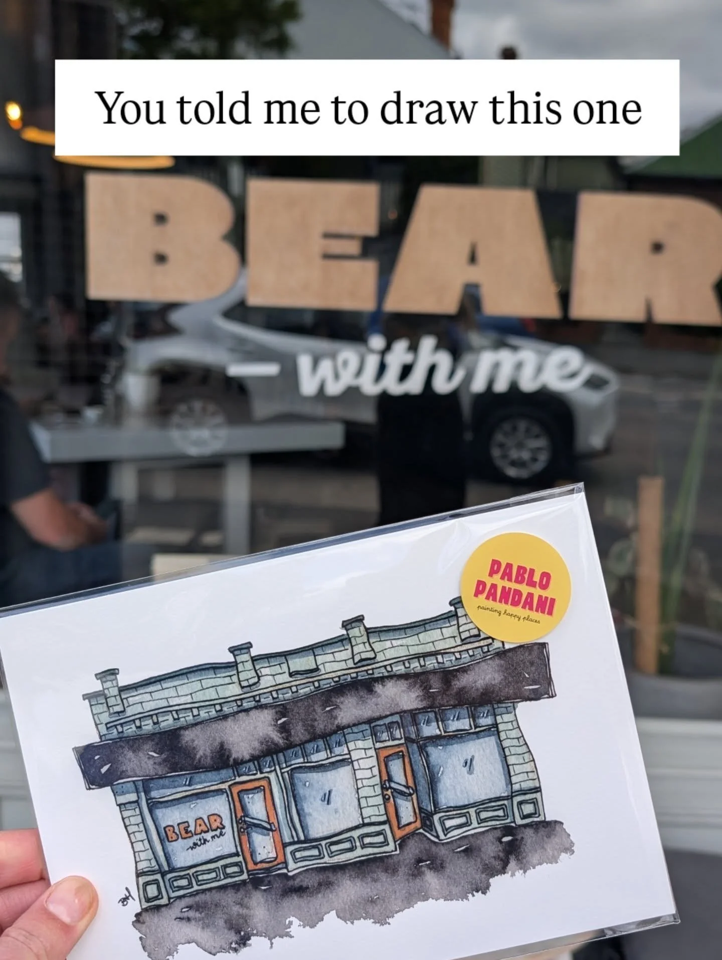 Last year I asked Hobart where to draw next.

You said Bear With Me. So I drew it.

South Hobart's favourite breakfast spot - beautiful building, iconic corner, the kind of place that does it just a little bit different and long may it continue.

Thi