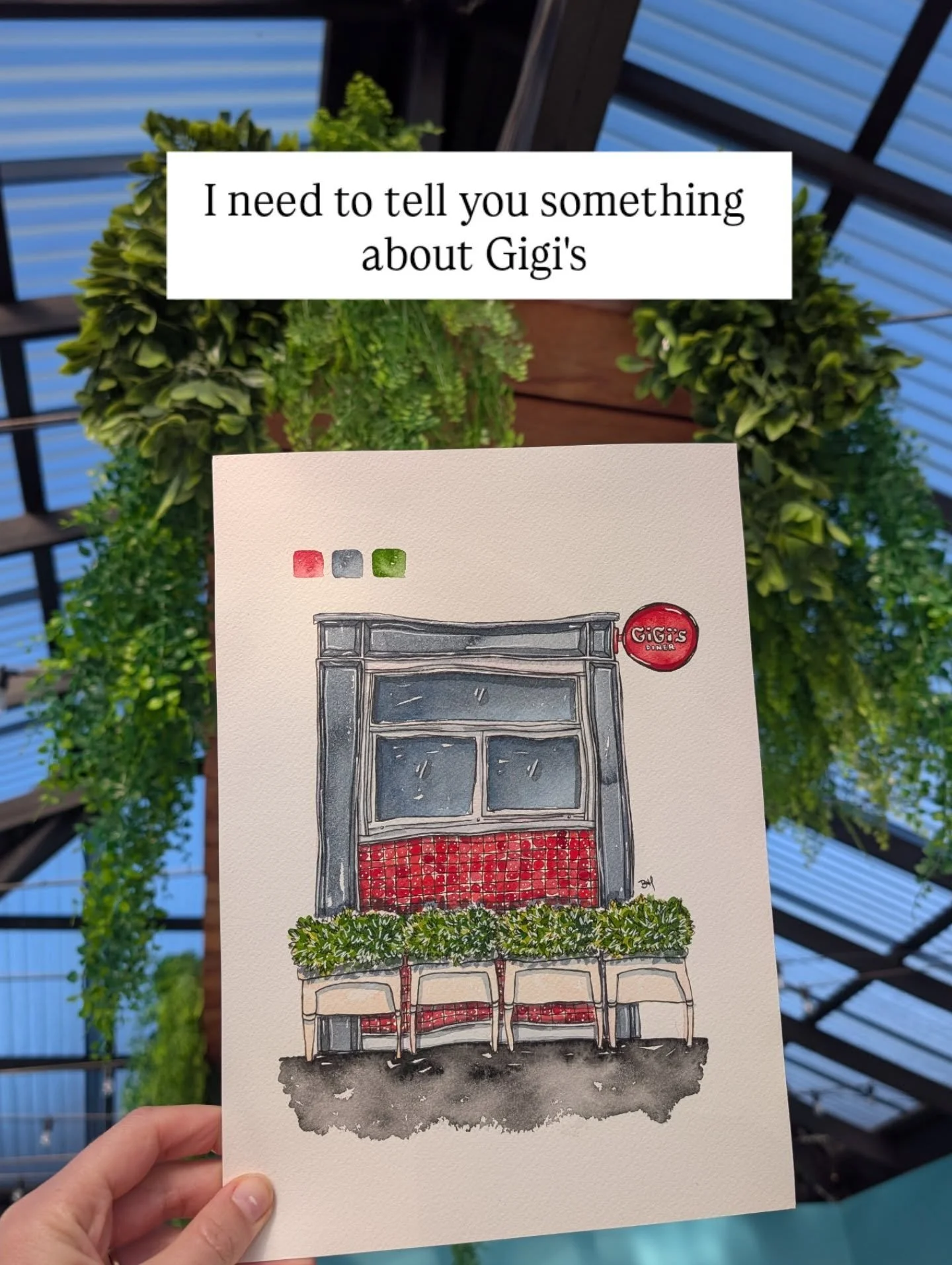 I've been watching @gigisdiner blow up on Hobart instagram for months. The food, the fit out, the vibe - it kept coming up everywhere.

So I drew it.

What I didn't know until I actually went - this place is an absolute paradise if you've got kids. T