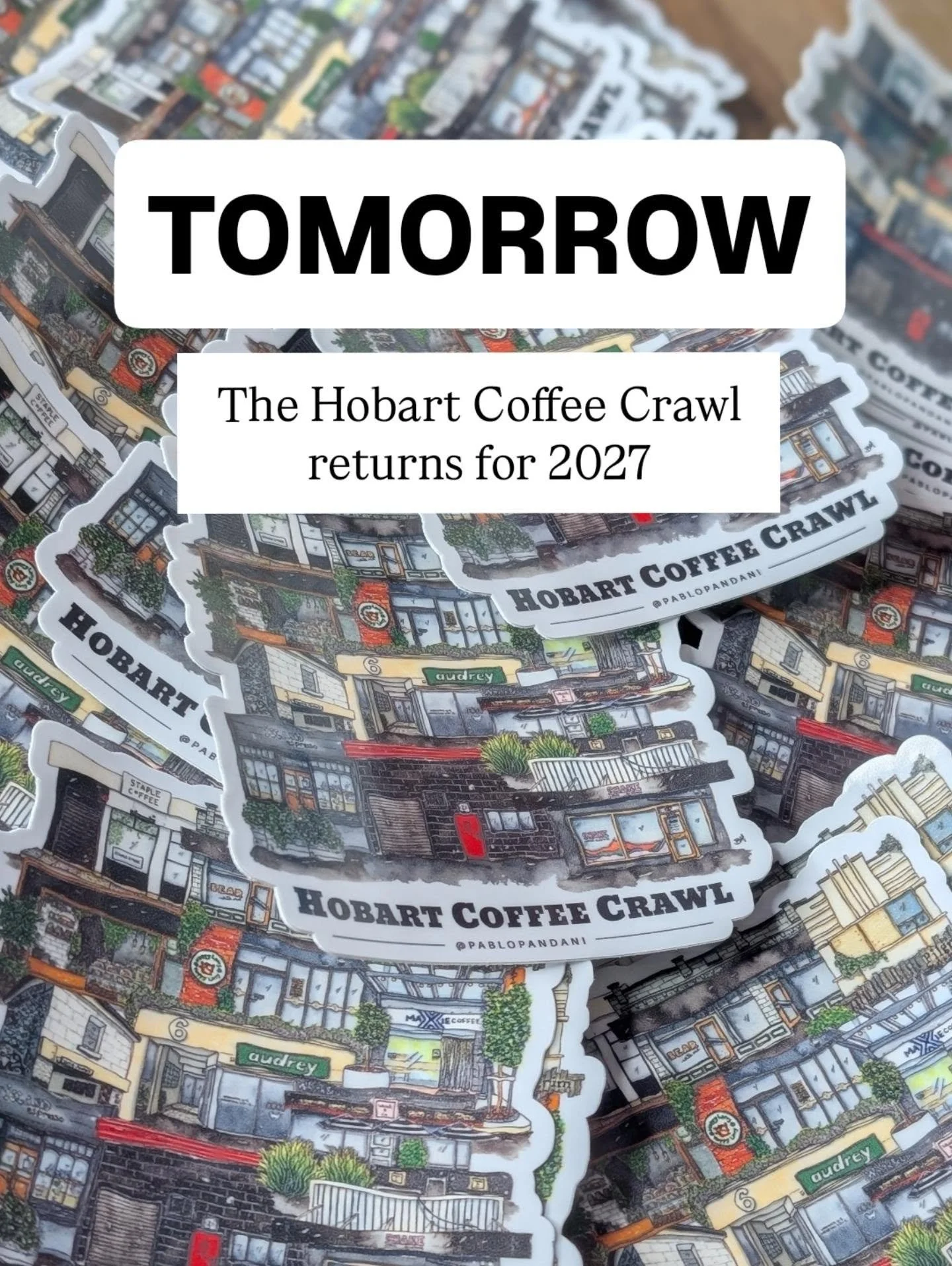 Something new is landing tomorrow ☕️

The Hobart Coffee Crawl is back for Series II

And if you liked Series I &hellip; well, you might want to see what I&rsquo;ve been drawing this time.

Launching tomorrow for International Coffee Day.

👀

#hobart