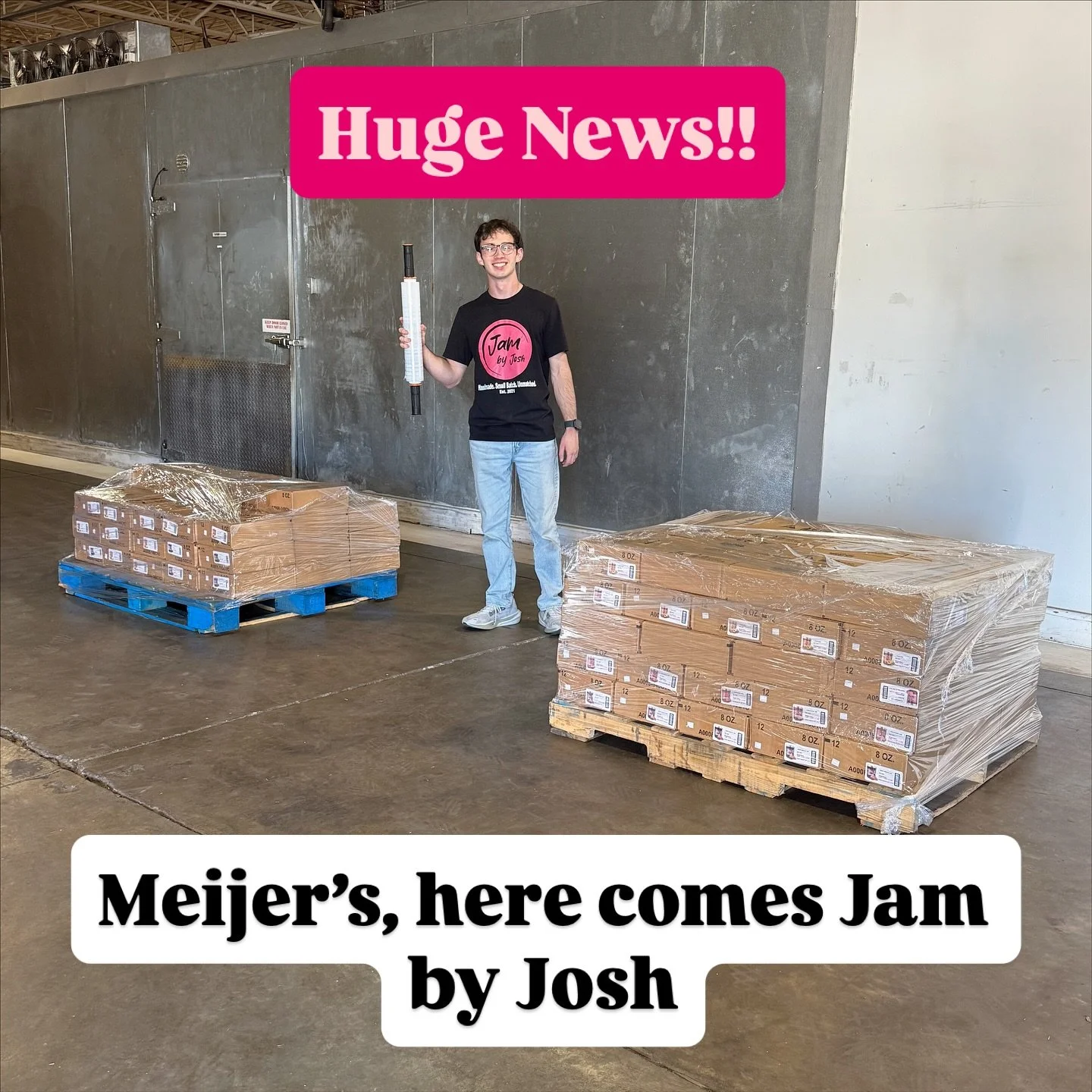 HUGE NEWS &mdash; I just got accepted into all the Meijer Supercenters in Cleveland. That&rsquo;s more than 20 more stores!!
This order right here is headed straight to their shelves, and starting October 29, you&rsquo;ll be able to find Jam by Josh 