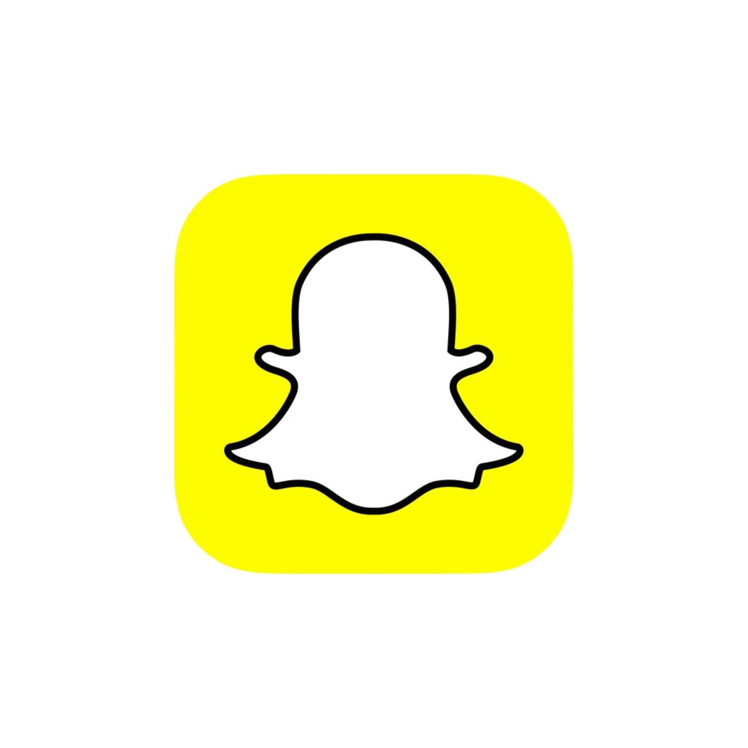 Snapchat logo featuring a white ghost on a yellow background