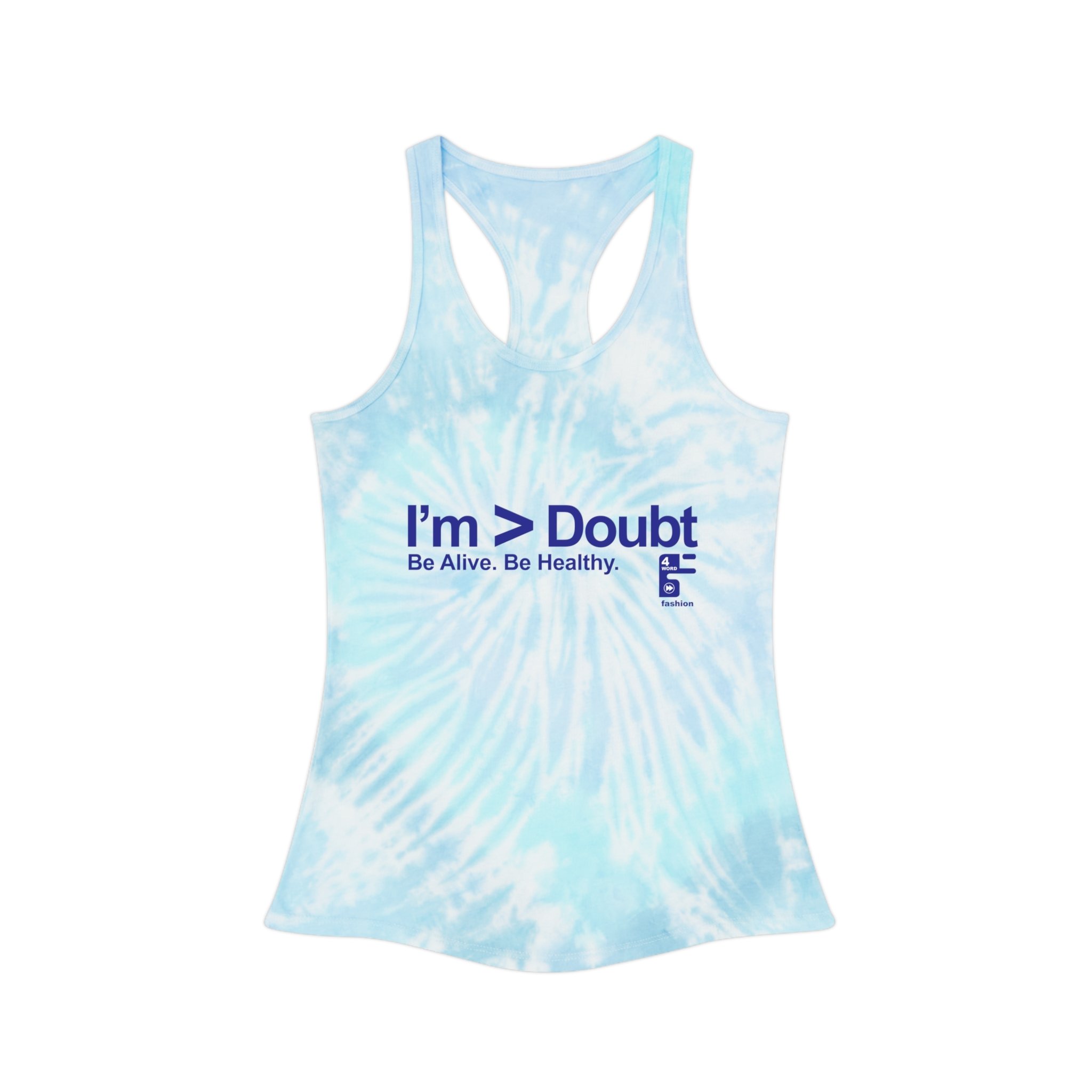Greater Than Doubt Tie Dye Racerback Tank Top - Peaceful Purple Design