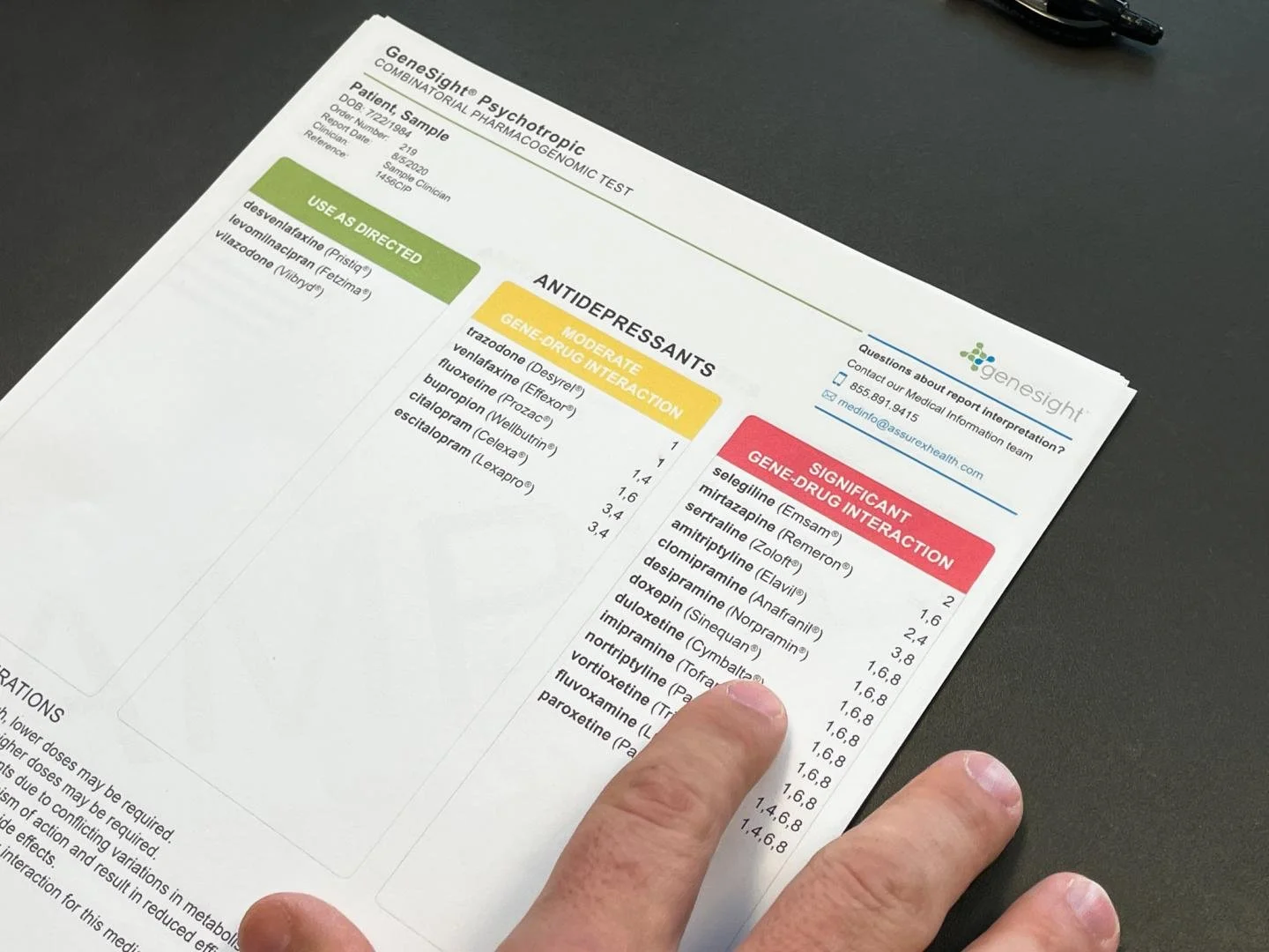 Sample of a Genesight testing report
