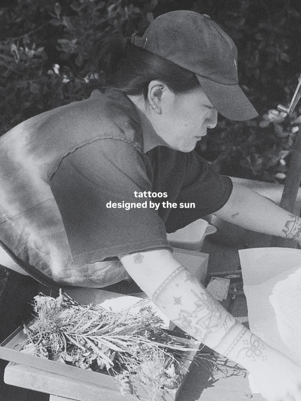 tattoos designed by the sun 
with gratitude for the earth + all her offerings 

cyanotype / sun printing is an analog printing process that uses sunlight or uv light. I love how these look as fresh and healed tattoos, people say it looks and feels li