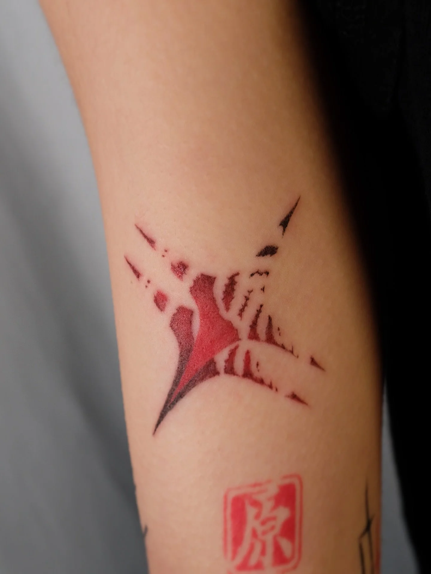 some recent cyanotype tattoos in red, black, and gray - thank you ❤️🖤❤️
done at @longtimetattoo / @bituinstudio / @deadlettertattoo 

image 4 features custom &ldquo;cyanotype&rdquo; from Emily Dickinson&rsquo;s herbarium collection, thank you for th