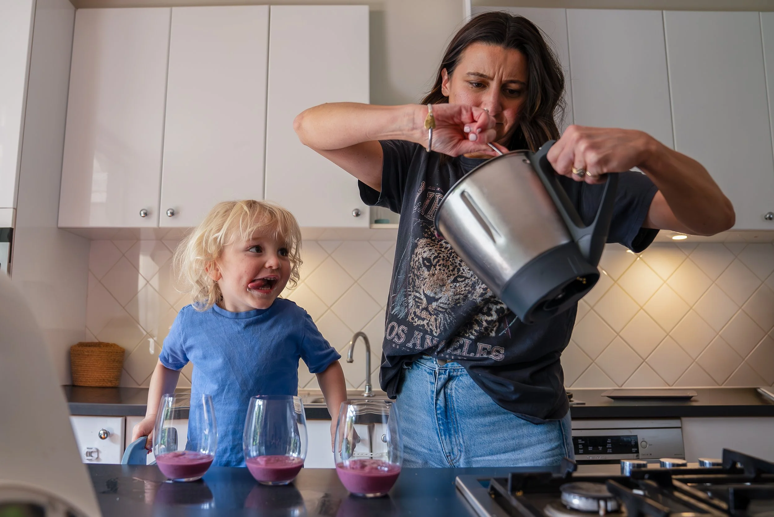 Sunshine Coast Nutritionist and her son making a healthy toddler snack
