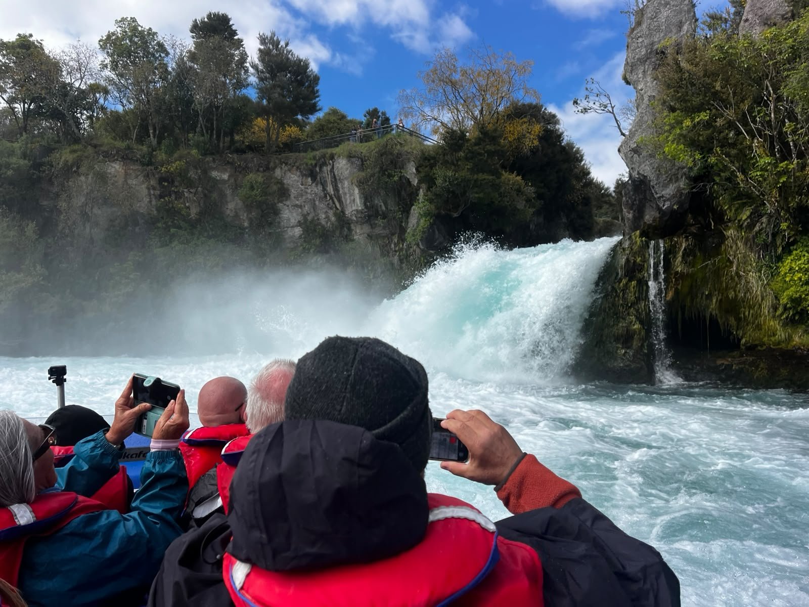 Huka Falls up Close by boat as part of a tour 