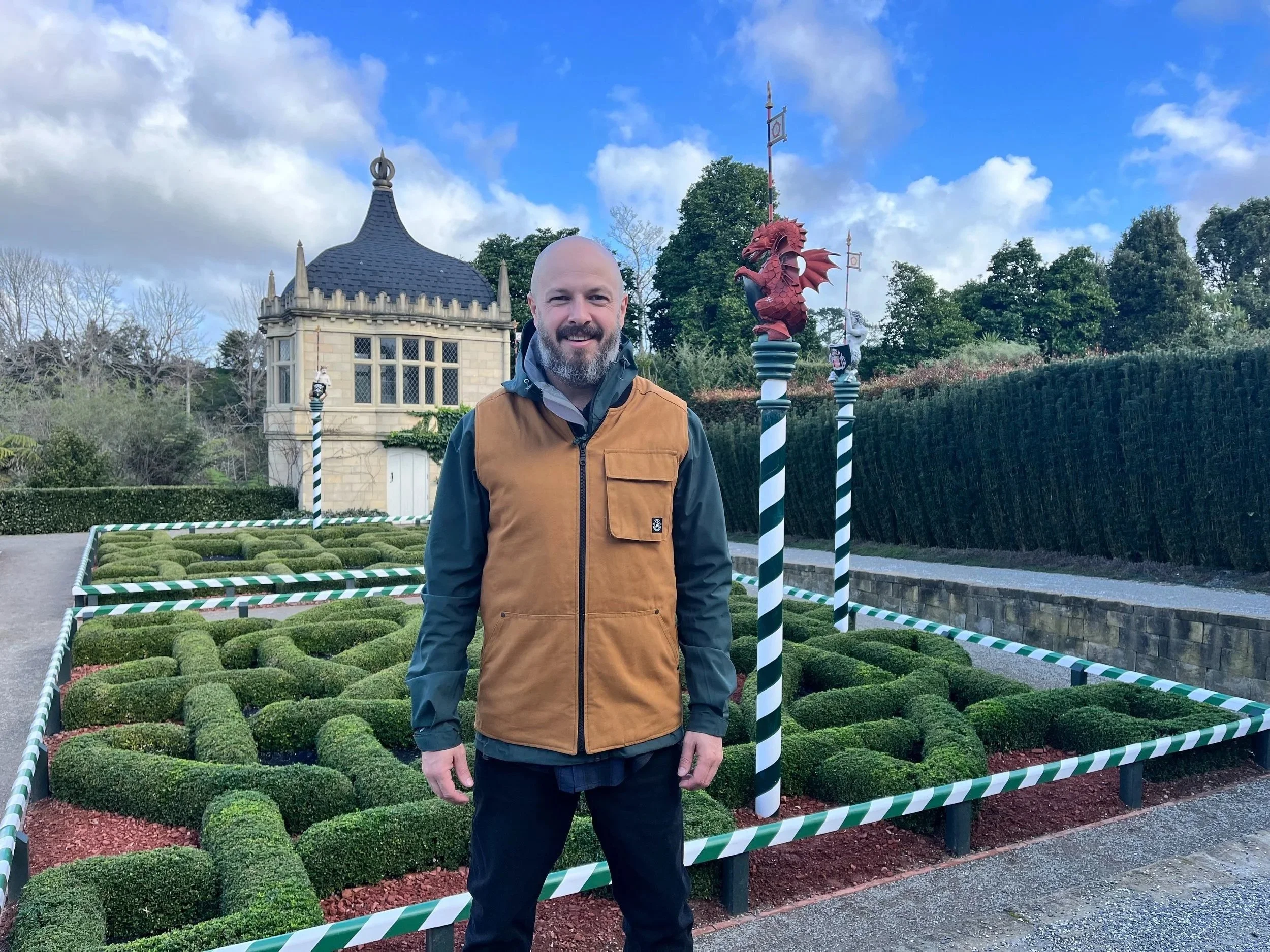 Professional private tour guide at Hamilton Gardens sharing local Waikato history.