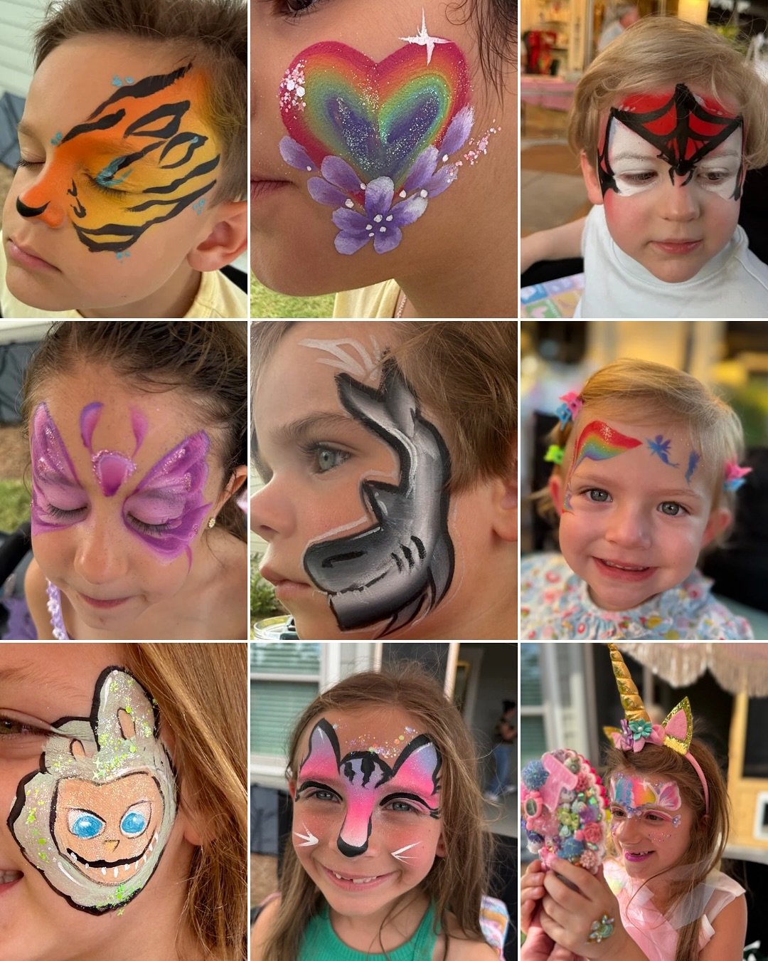 Some of my favorites from this weekends events. My first time painting a Labubu (I may need a lot more practice with that one) #labubufacepaint #birminghamalfacepainter #goldilocksfacepaints