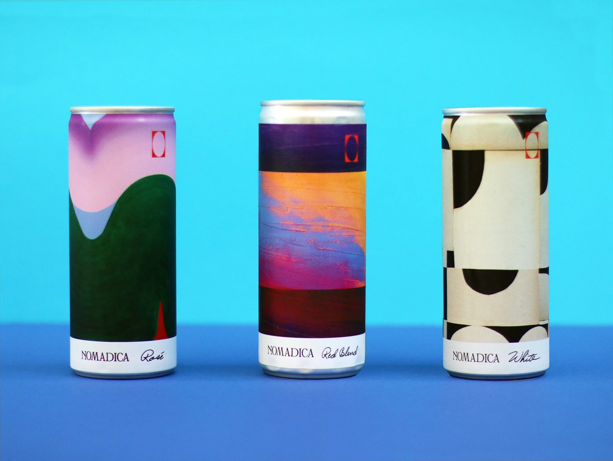 Nomadica Rosé, Red Blend, and White canned wines