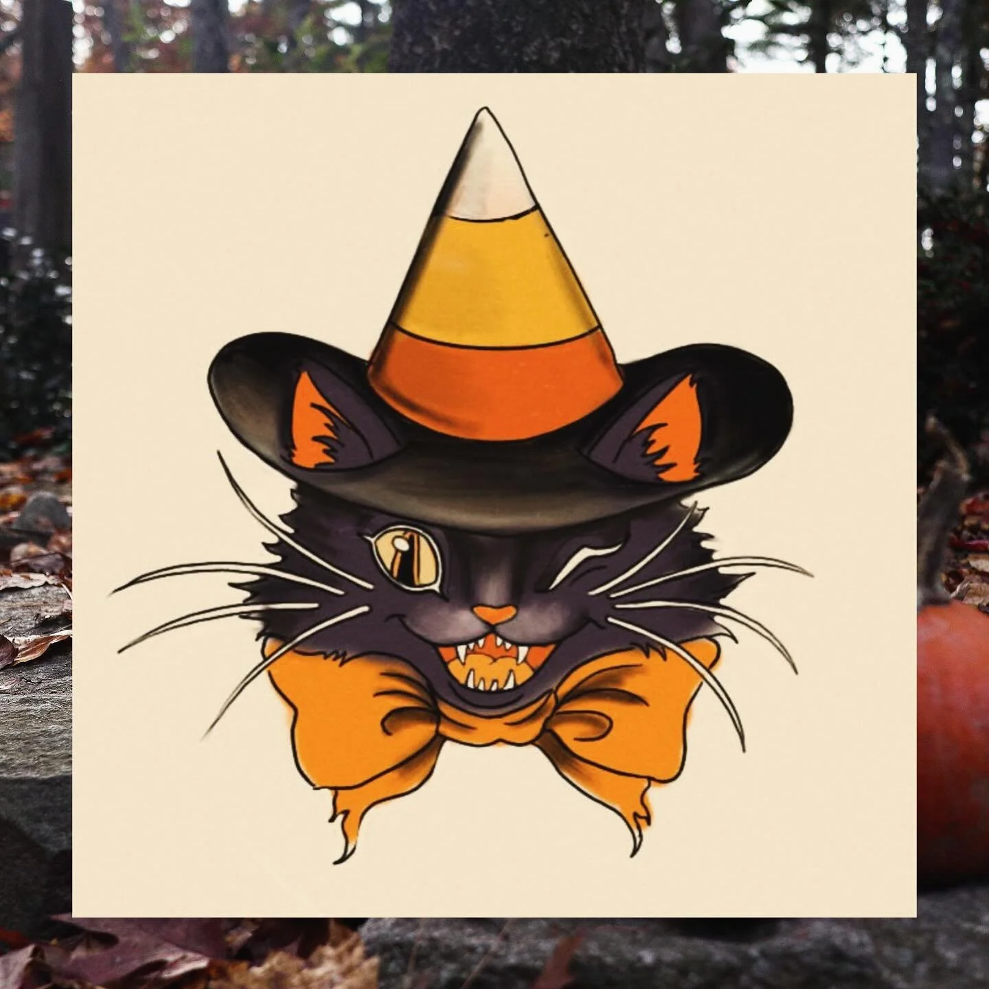 Make my day and book this Halloween kitty 🥹❤️ inspired by vintage Halloween art! Book for my Halloween sale dates and get a discount 
.
.
.
#halloweenflash #halloweentattoo #rhodeislandtattoo #vintagehalloween