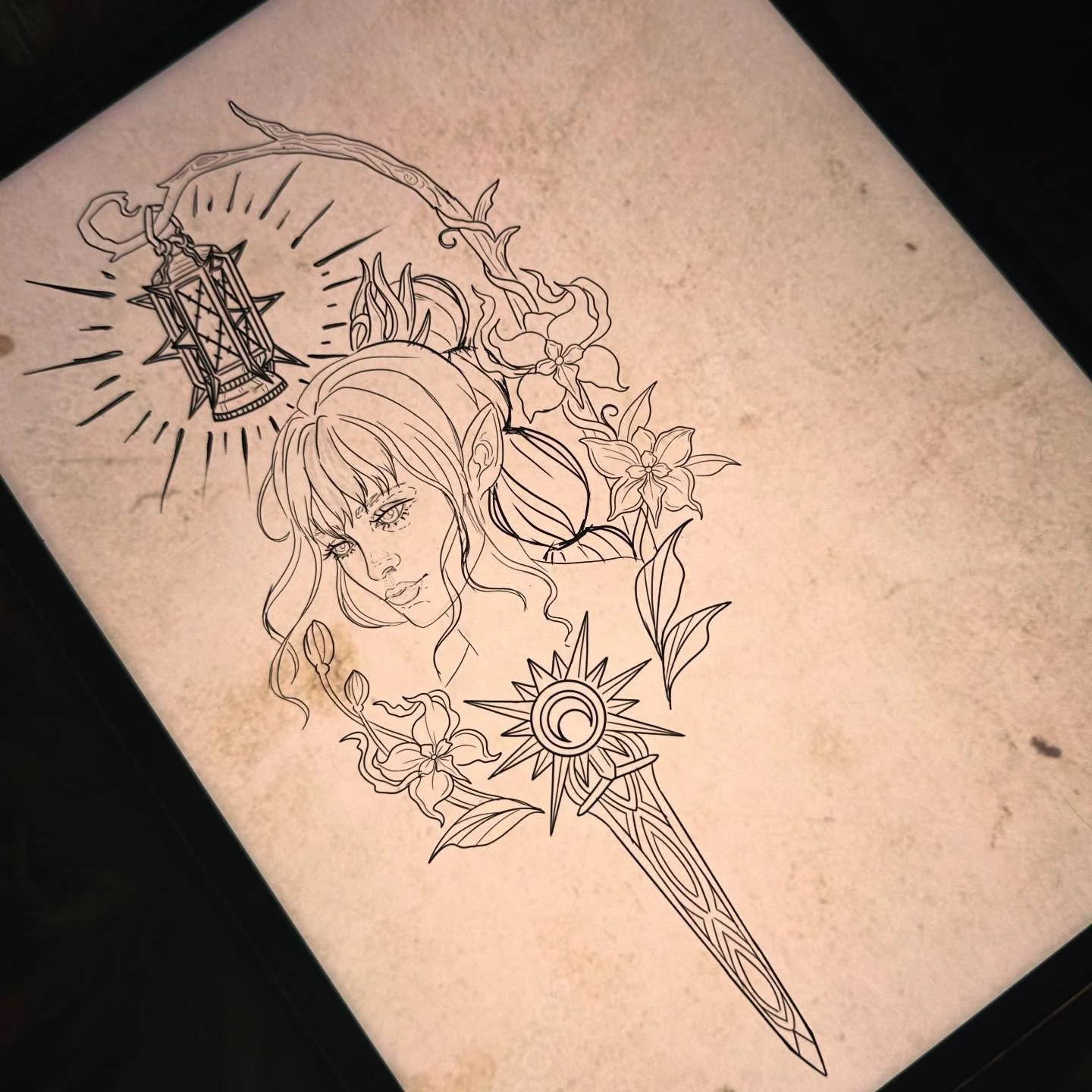 Sneak peak of a bigger project at @tommystattooconvention ! I&rsquo;ve never played baldurs gate so I hope this does her justice, thanks to my client for all the names of things in the universe and great descriptions 🌿💟✨
.
.
.
#baldursgate3 #baldur