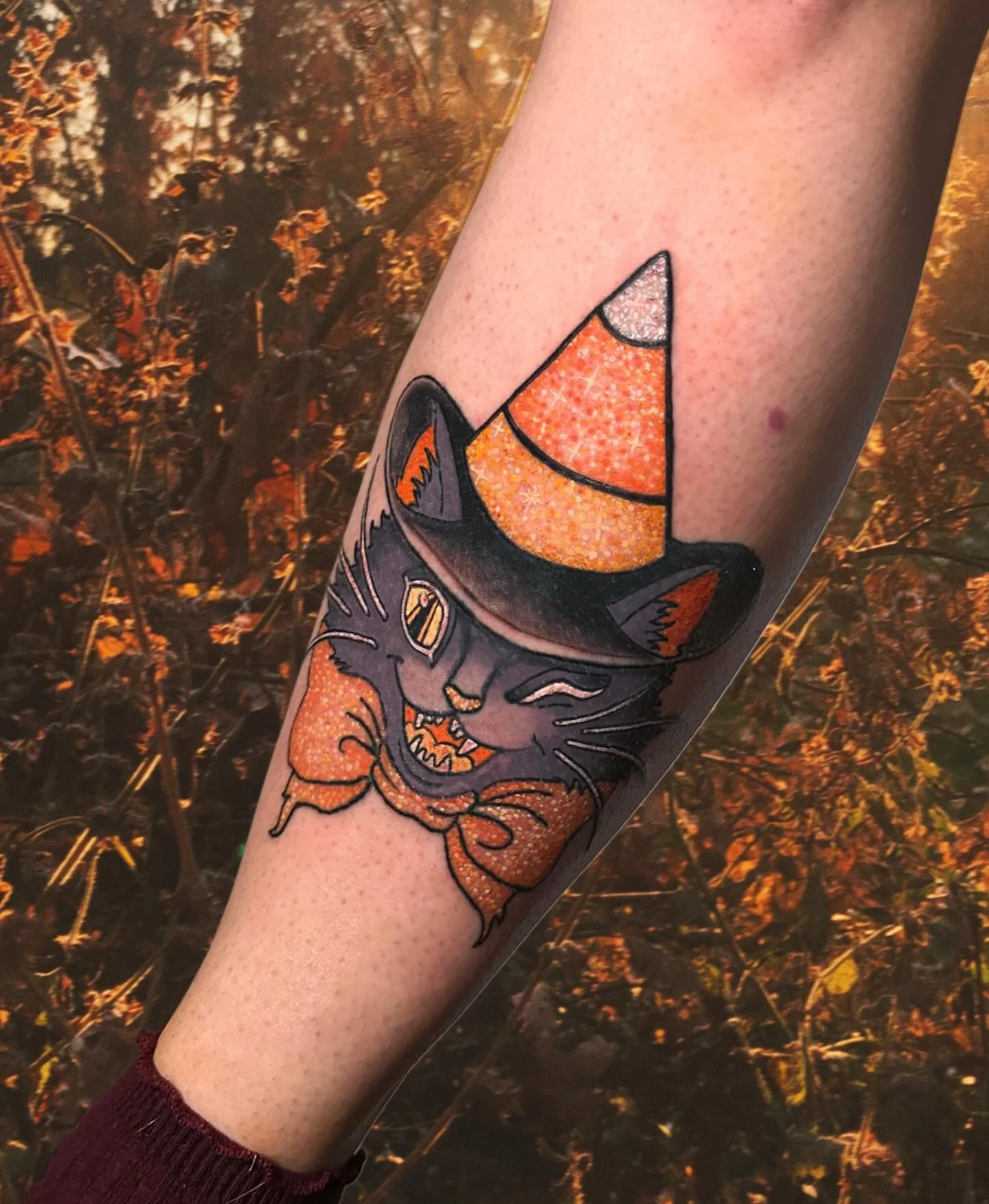 Cat healed, glitter fresh 🌟 fully healed pictures to come 
Booking now! 📍 westerly RI 
#halloweentattoo #rhodeislandtattoo