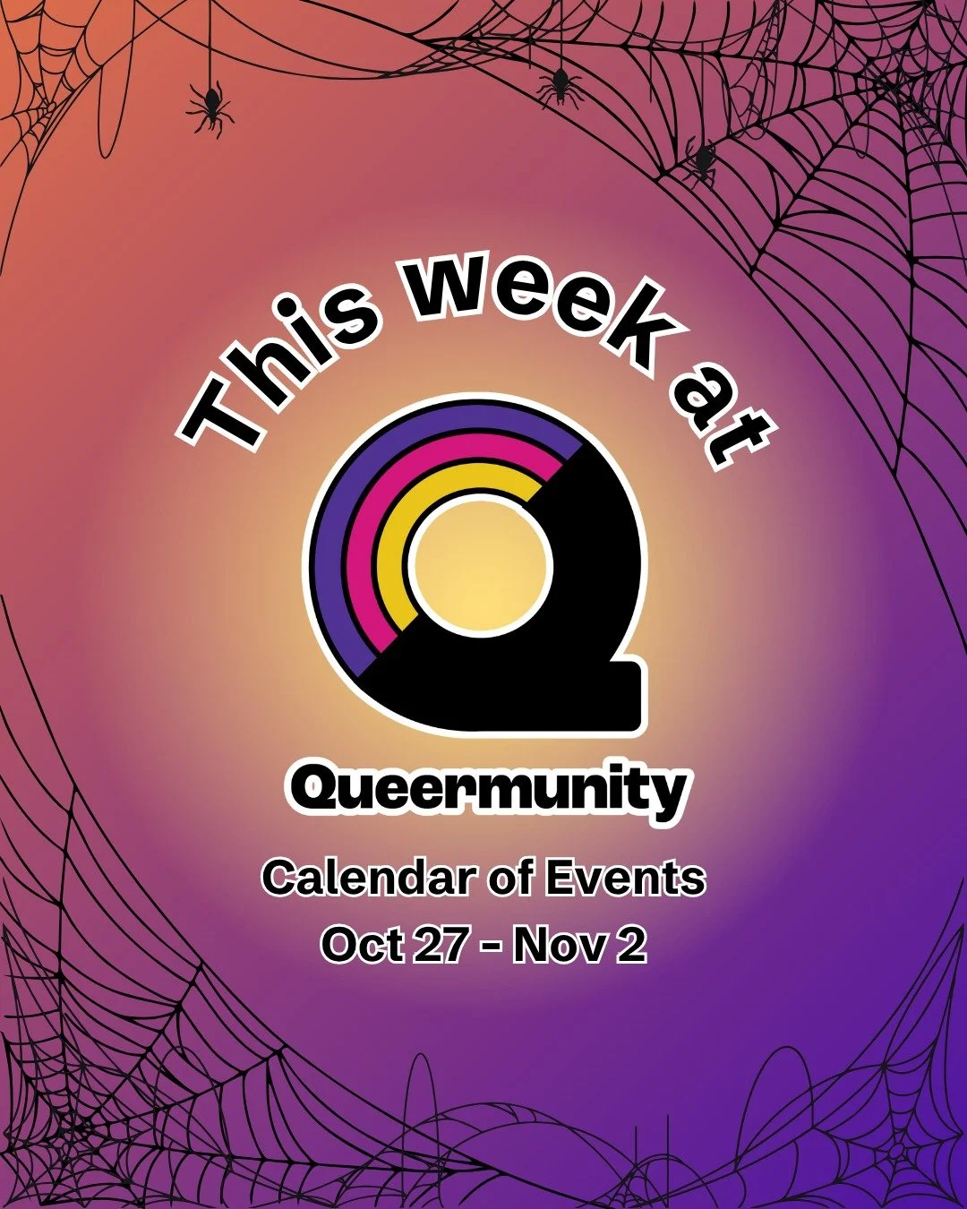 🎃 What's happening this week at Queermunity: 
❤️ Knit Happens 
Monday, October 27, 4:00 – 8:00 pm
🧡 Trans Health Insurance Enrollment Assistance
Tuesday, October 28, 1:00 – 5:00 pm
Monthly on the 2nd & 4th Tuesday
💛 BIPOC Improv