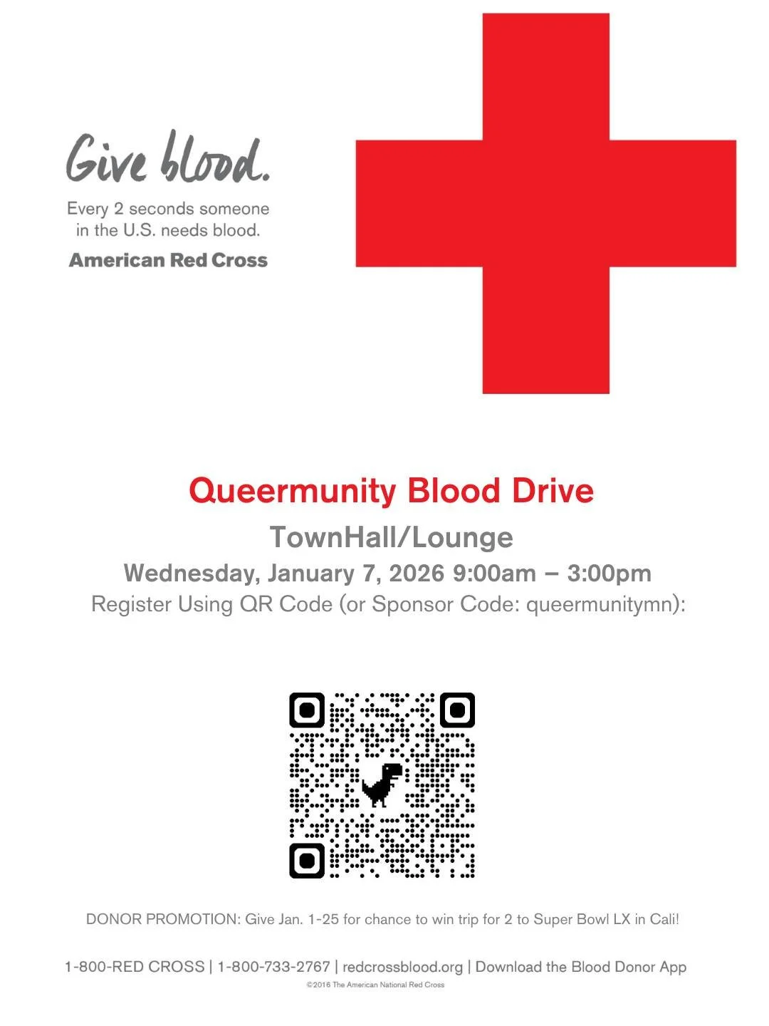 WE. NEED. BLOOD.

No vampires here, just Queermunity &amp; the Red Cross teaming up for a blood drive!

The Red Cross provides about 40% of our nation&rsquo;s blood and blood components, all from generous volunteer donors.

But supply can&rsquo;t alw