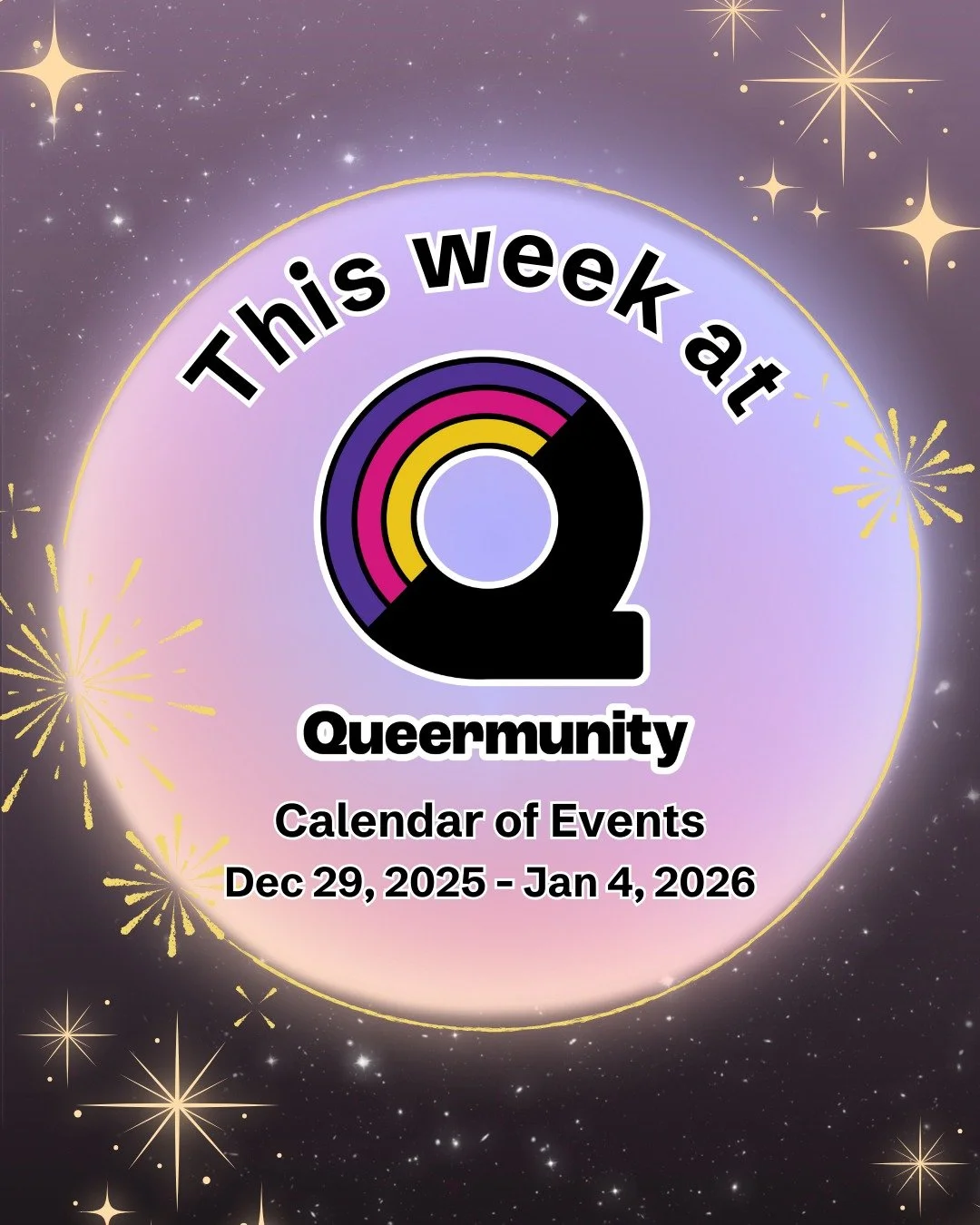 🌟 What's happening this week at Queermunity: 

❤️ Winter Break 
Queermunity will be closed Dec 27th - Jan 2nd
*With the exception of The Red Road Sobriety Dance

🧡 Sober Dance sponsored by Red Road Recovery Group
Wednesday, December 31, 9:00 pm &nd