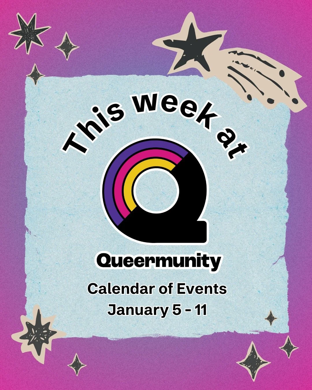 🎆 What's happening this week at Queermunity: 

❤️ Let&rsquo;s Do Coffee: Bond &amp; Brew for 60+
Monday, January 5, 9:30 &ndash; 11:00 am
Monthly on the 1st Monday &amp; 3rd Thursday 

🧡 Knit Happens
Monday, January 5, 4:00 &ndash; 8:00 pm
Weekly o