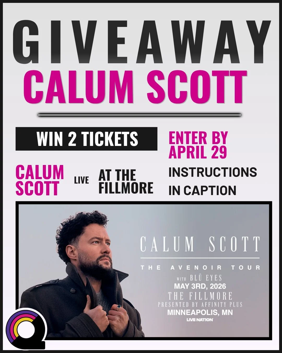 We're partnering with @livenationmn to give away tickets to Calum Scott's concert on May 3rd!

To enter &rarr;
✨ Come in to our cafe and leave a name and email in the raffle box anytime now until 8pm on Wednesday, April 29th. 

The winner will be not